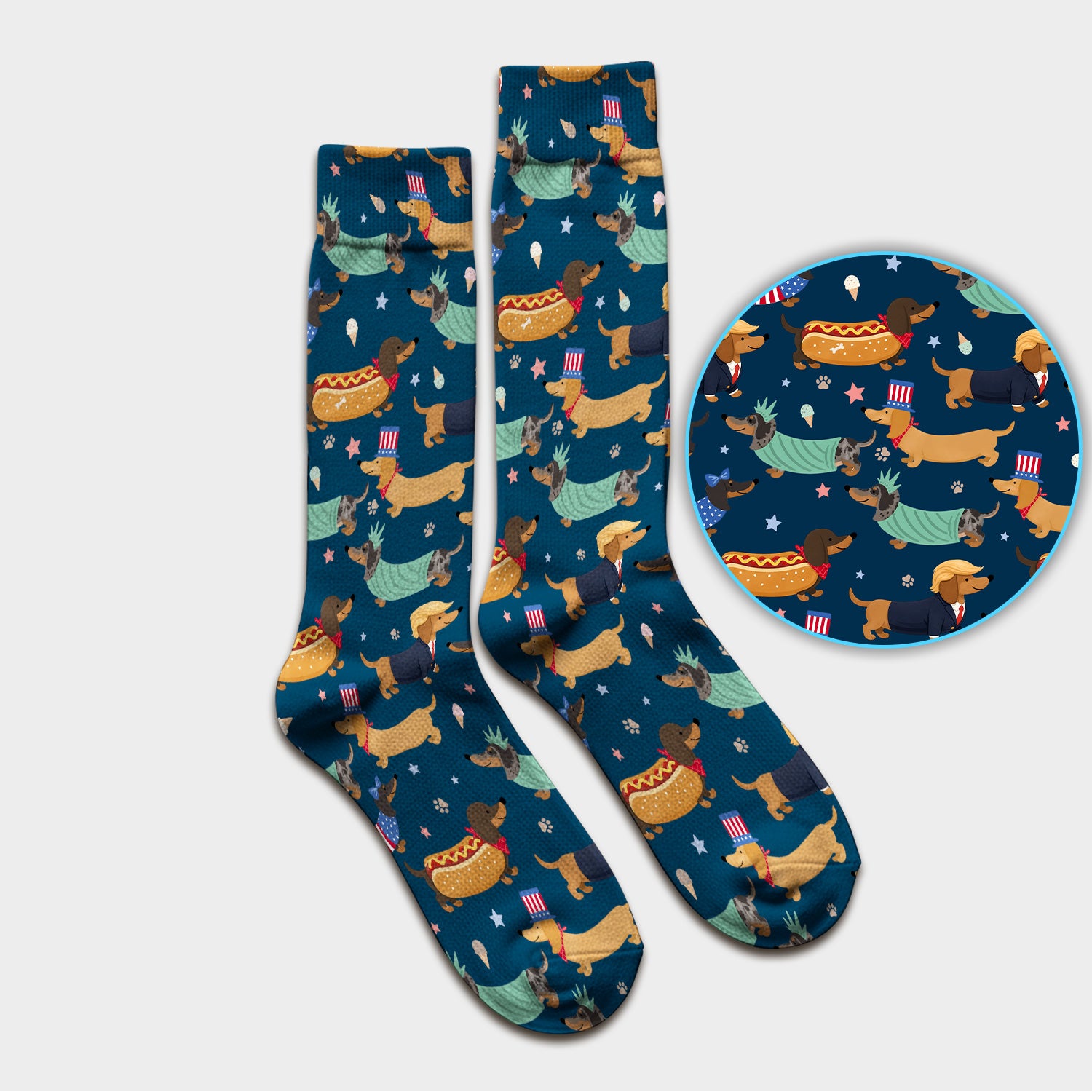 Funny Patriotic Dachshund Costume Dogs Pattern Sock, Breathable Fabrics Medical Uniform