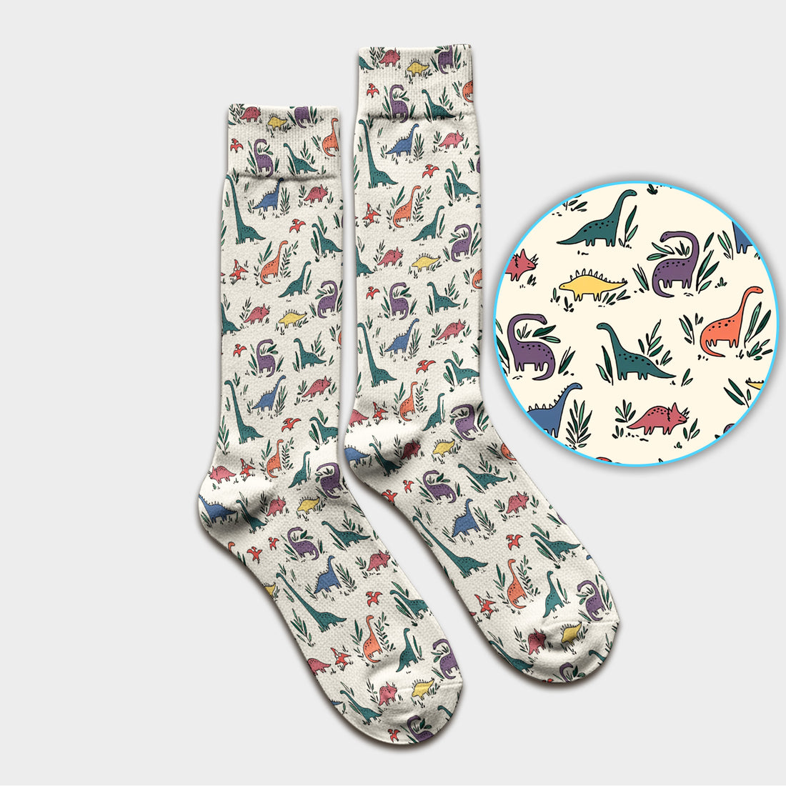 Cute Dinosaur Leafy Garden Pattern Socks, Breathable Fabrics Medical Uniform