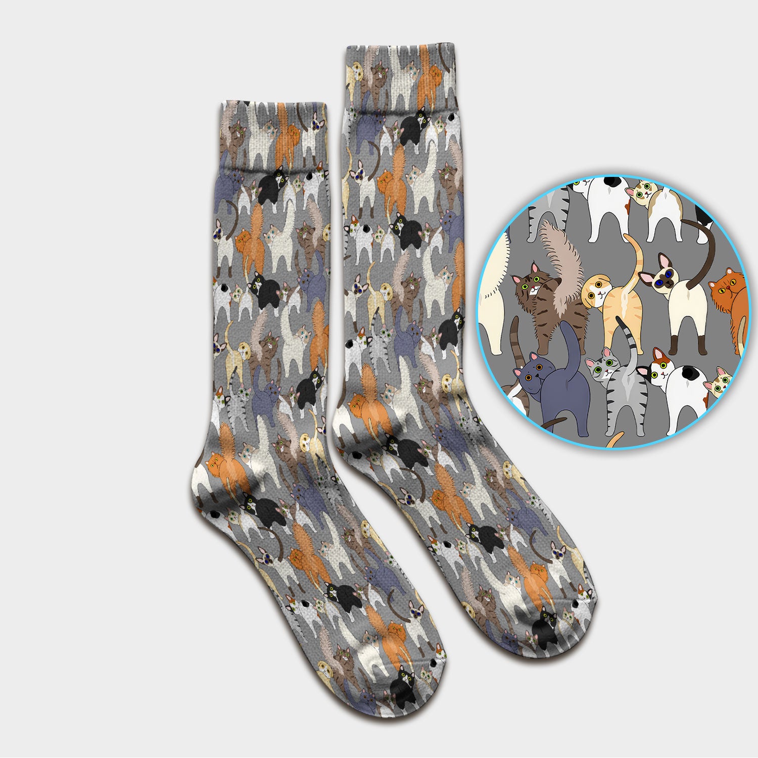 Whimsical Multicolor Cat Cartoon Pattern Medical Socks, Socks for Nurse Doctor