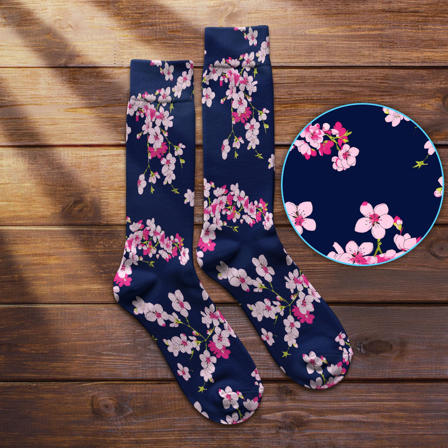 Elegant Cherry Blossom Floral Pattern Socks, Breathable Fabrics Medical Uniform