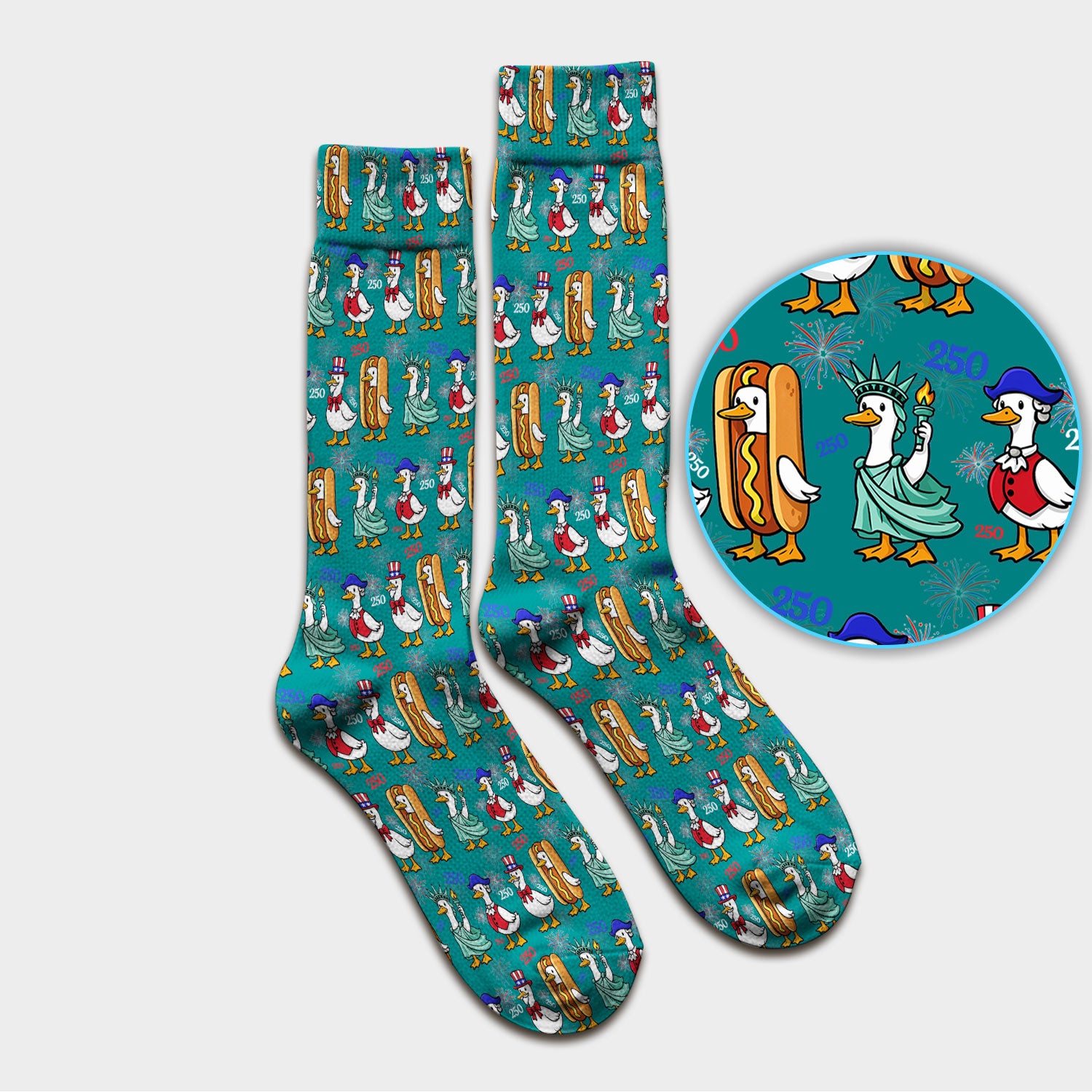 Patriotic Duck Independence Day Pattern Socks, Adult Socks for Men and Women
