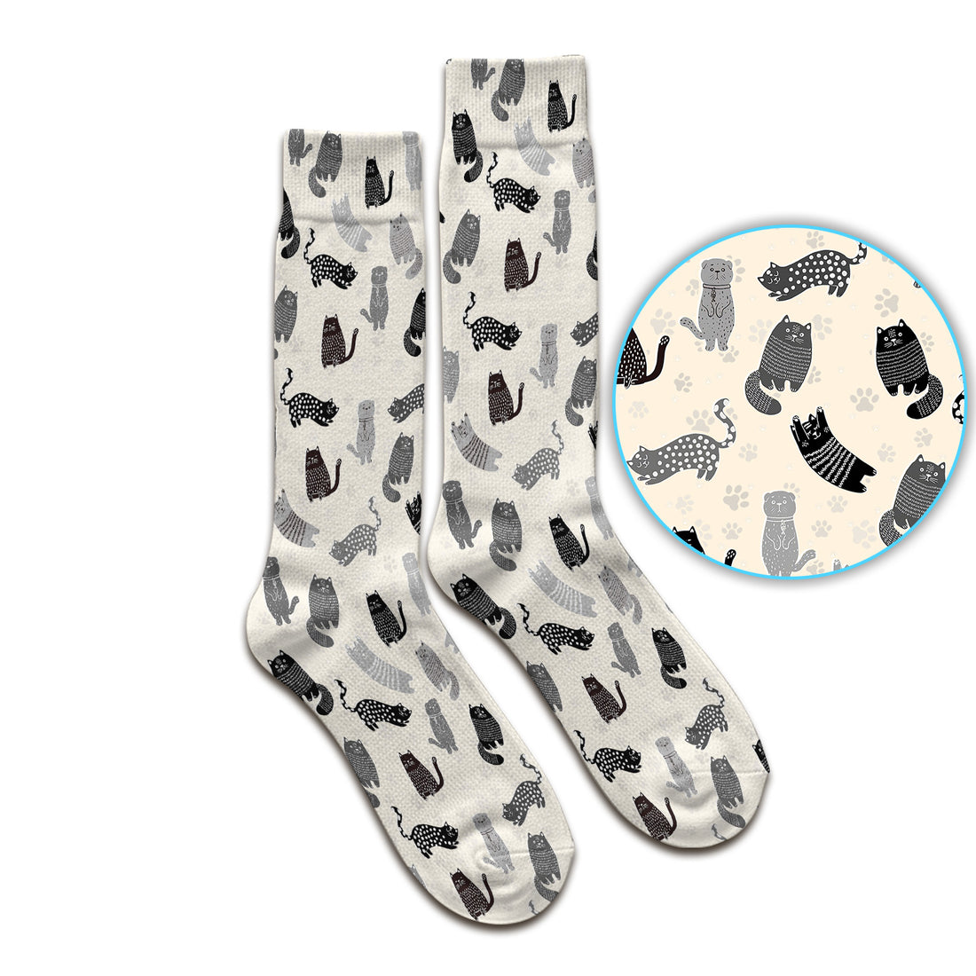 Cute Cat and Paw Print Pattern Socks, Breathable Fabrics Medical Uniform