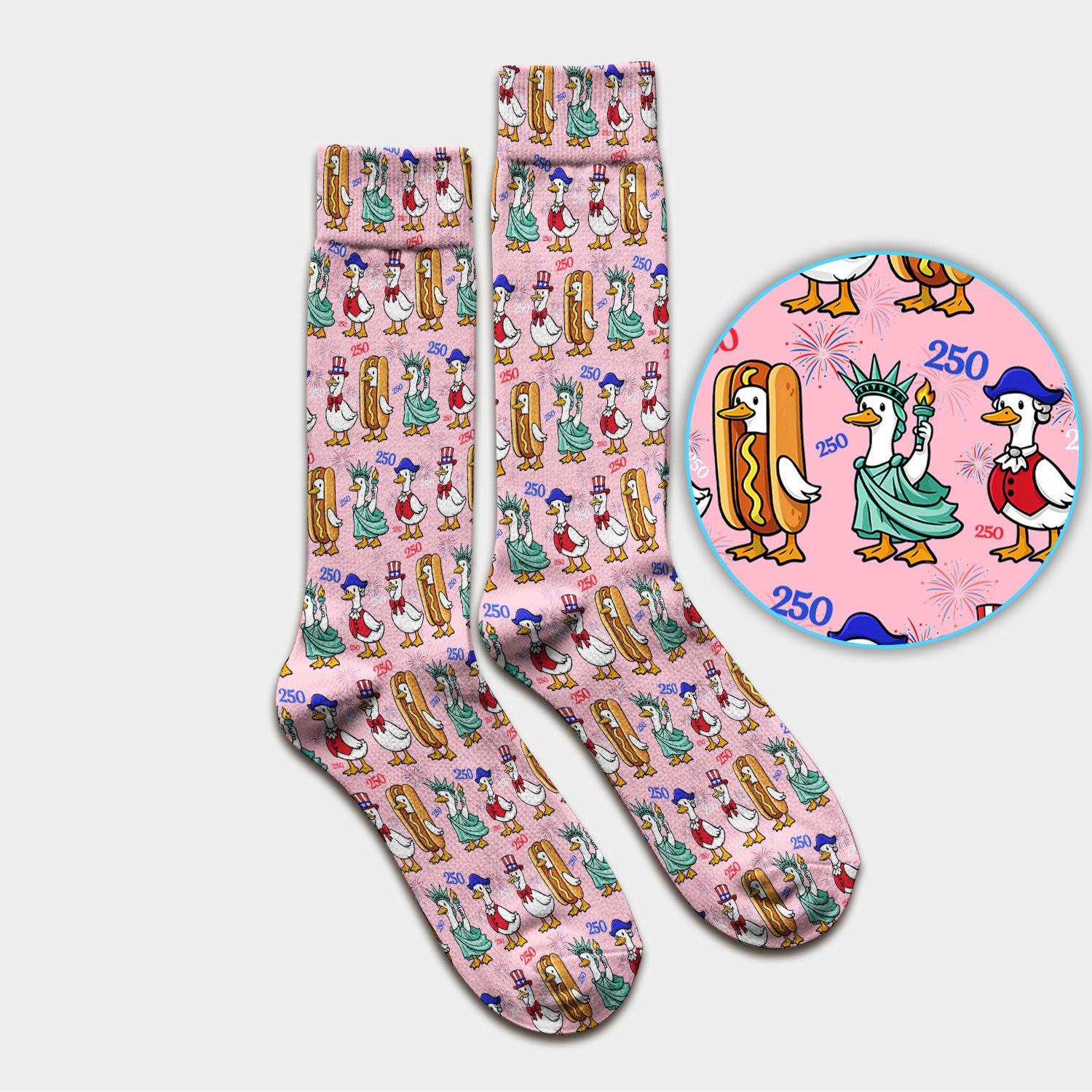 Patriotic Duck Independence Day Pattern Socks, Adult Socks for Men and Women