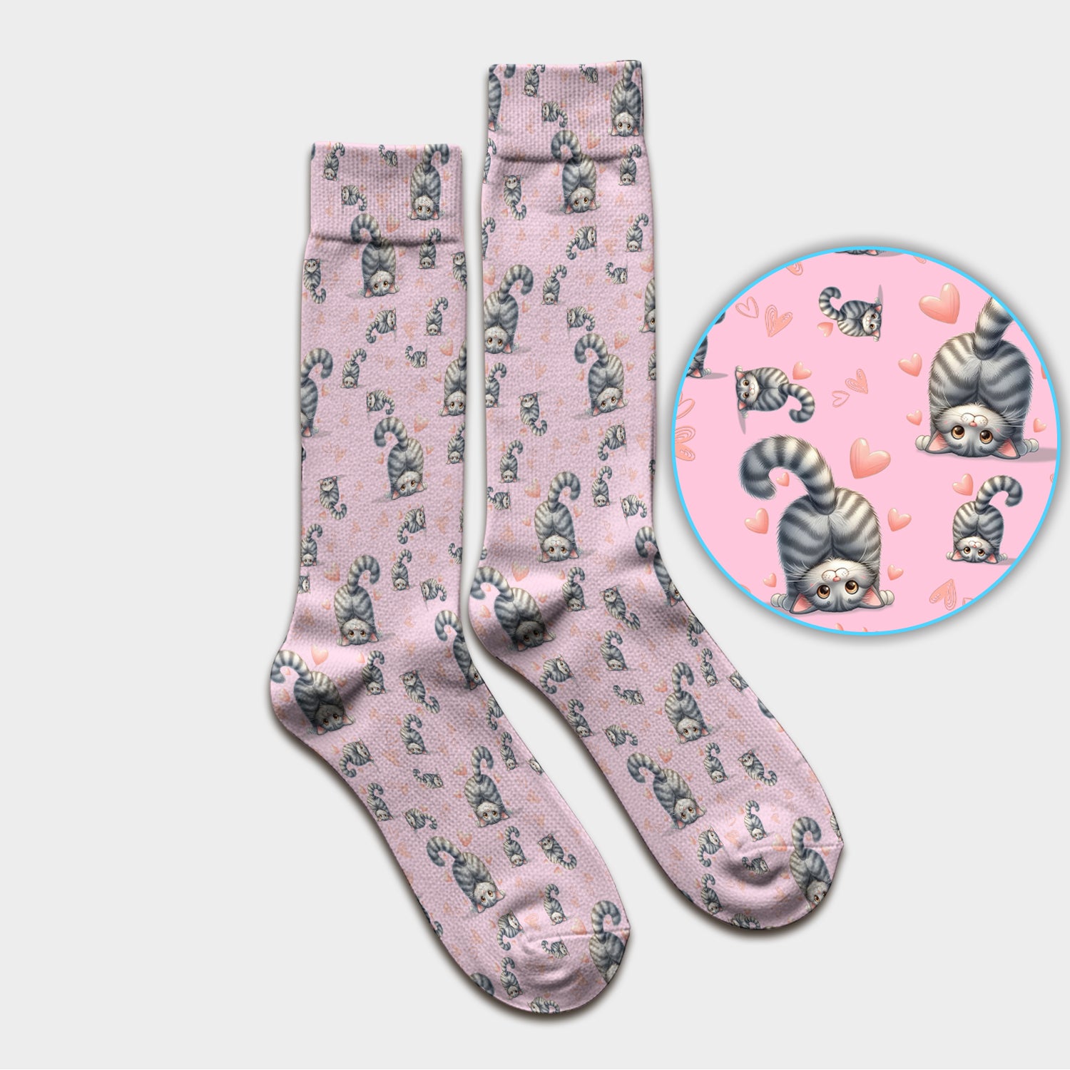 Valentine Cute Cat Scrub Socks, Cat Heart Pattern Nurse Uniform, Comfortable Scrubs For Nurses