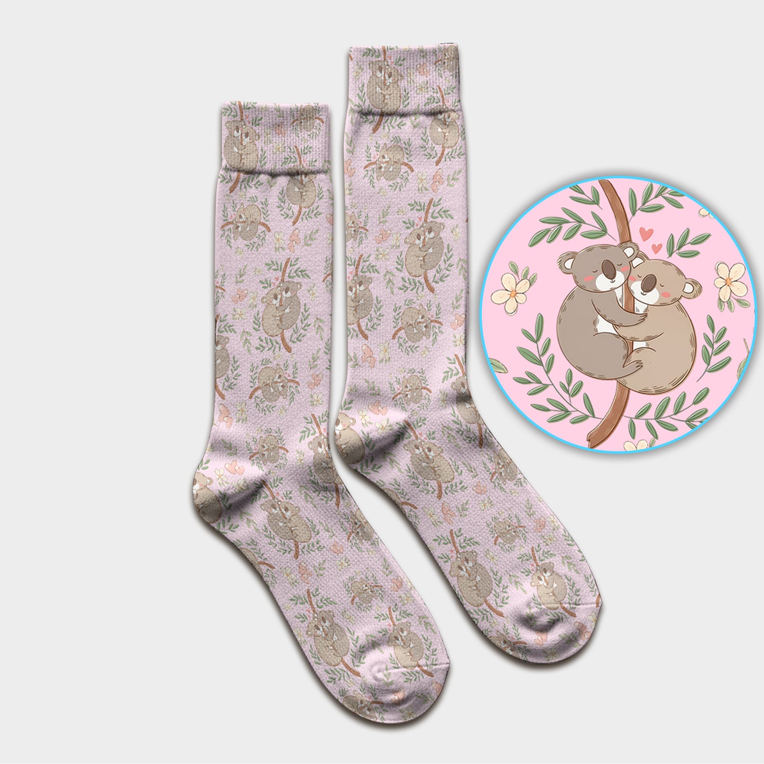 Cute Koala Love Pattern Medical Socks, Adult Socks for Men and Women
