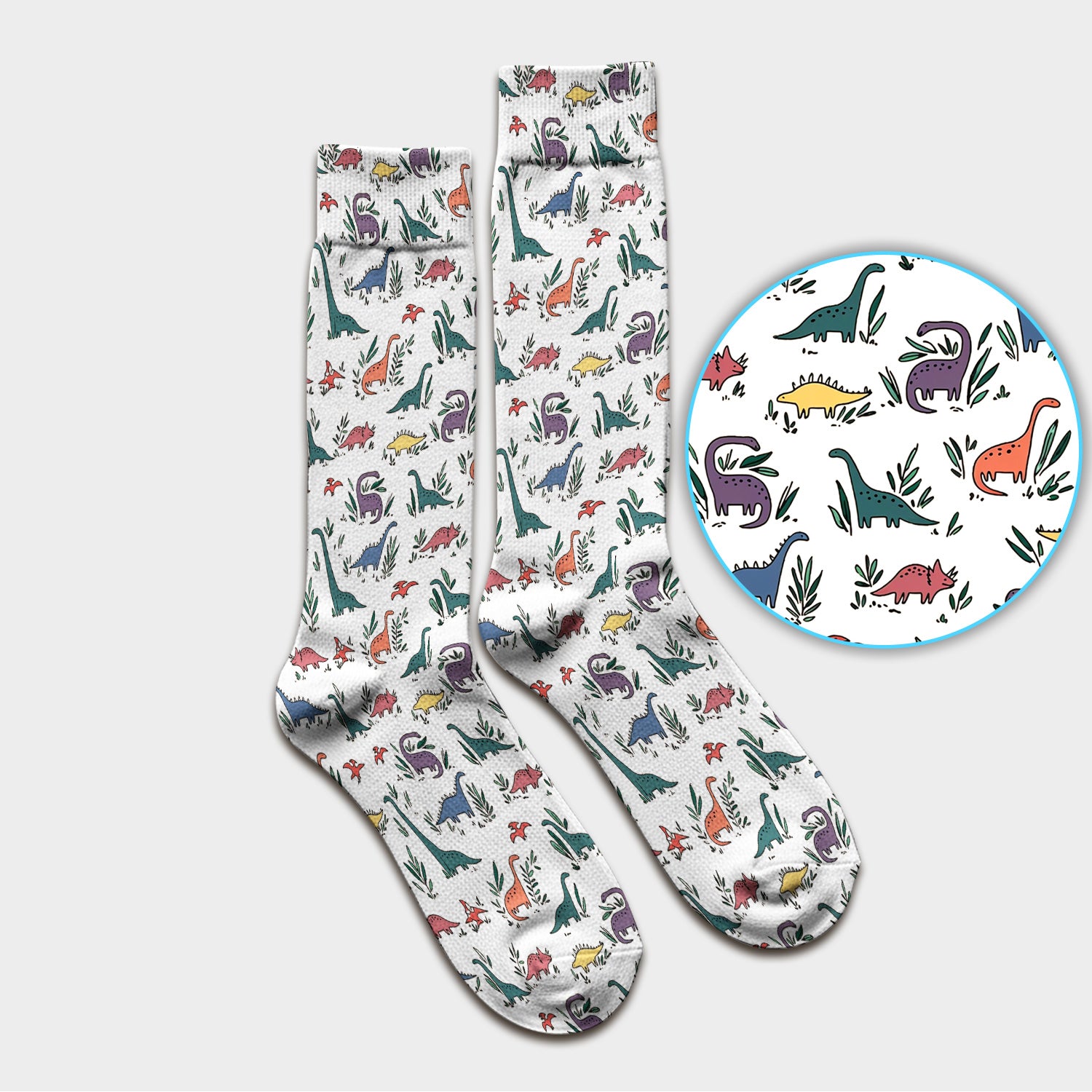 Cute Dinosaur Leafy Garden Pattern Socks, Breathable Fabrics Medical Uniform