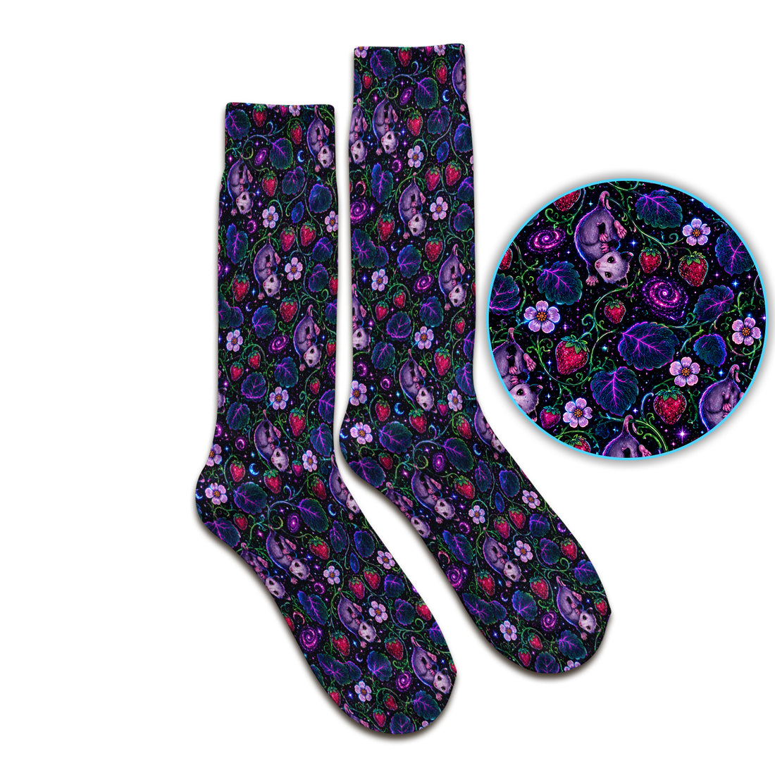 Galaxy Strawberry Opossum Pattern Socks, Adult Socks for Men and Women