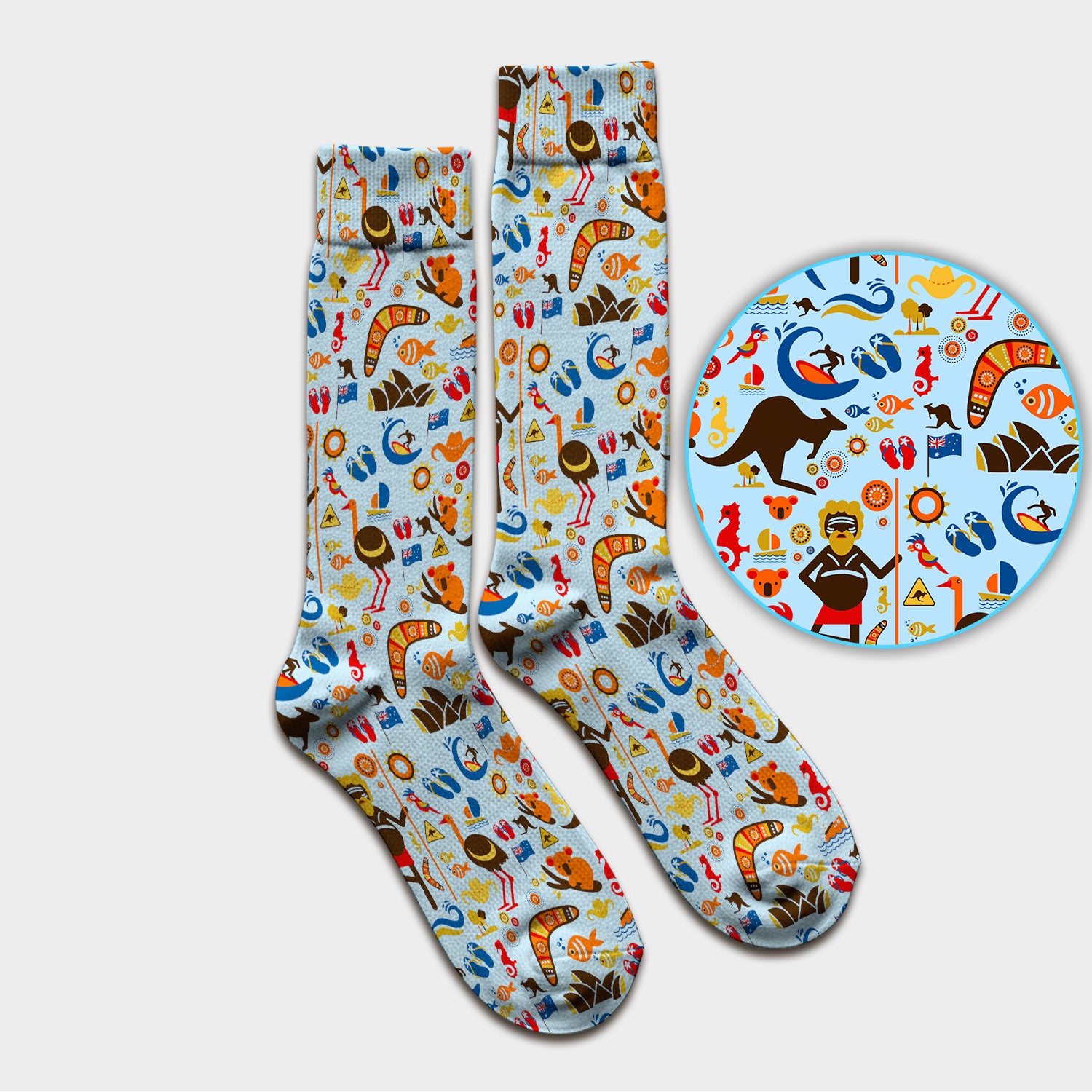 Indigenous Inspired Icon Scrub Socks, Australia Culture Pattern Nurse Sock, Comfortable Scrubs For Nursing