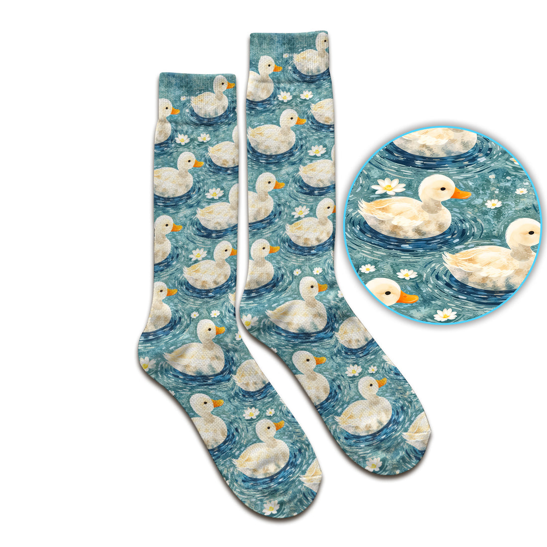 Charming Duck Pond Socks, Adult Socks for Men and Women