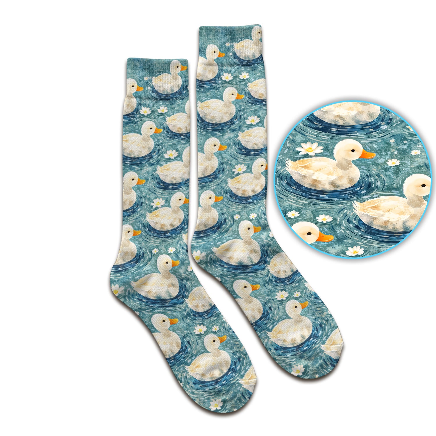 Charming Duck Pond Socks, Adult Socks for Men and Women