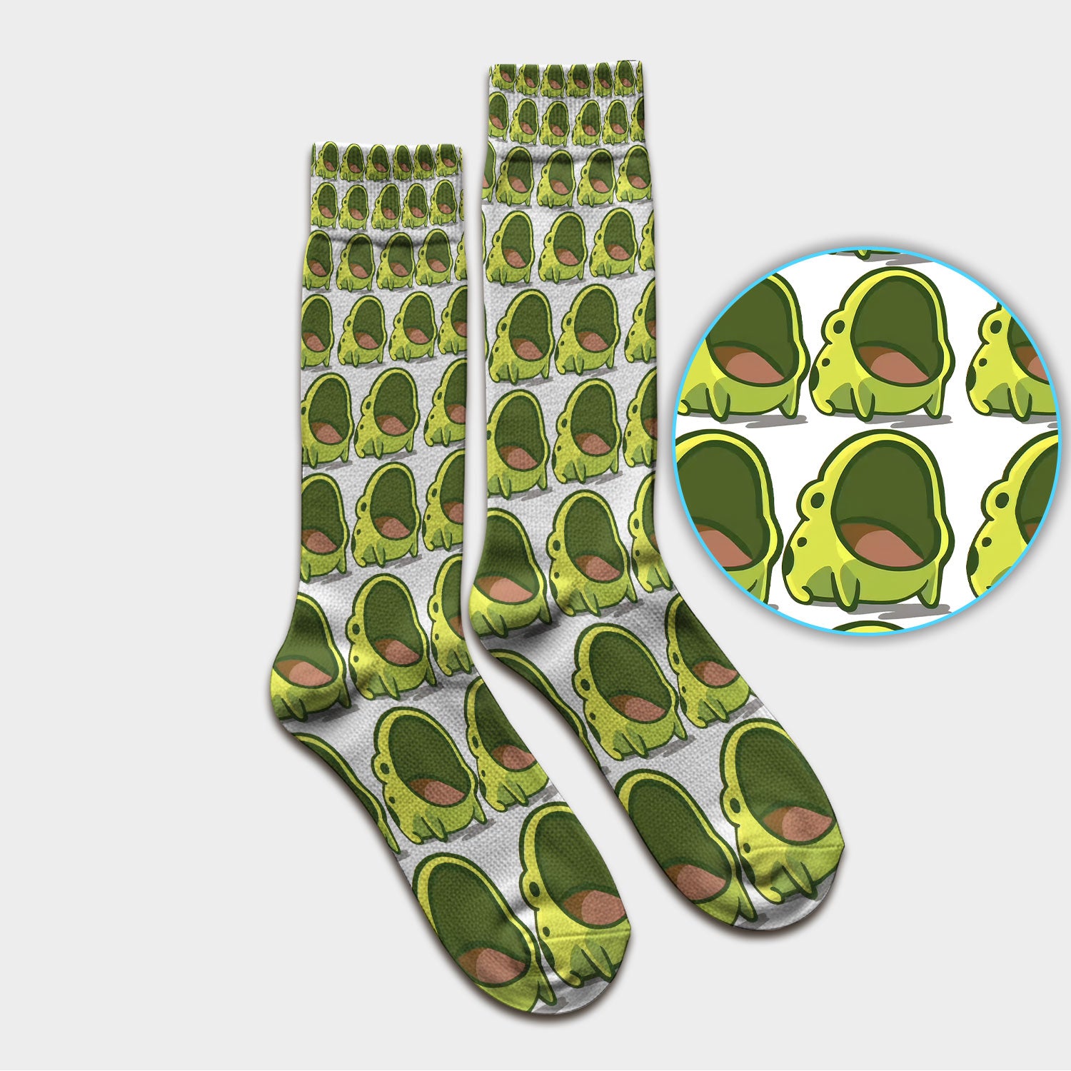 Cute Green Frog Cartoon Pattern Socks, Adult Socks for Men and Women