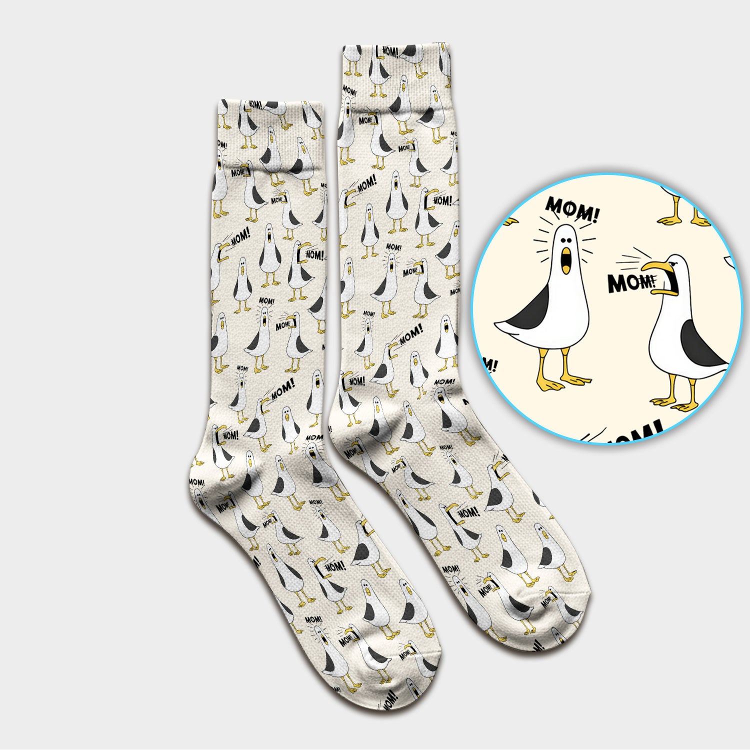 Funny Seagull Mom Seamless Pattern Scrub Socks, Socks for Nurse Doctor