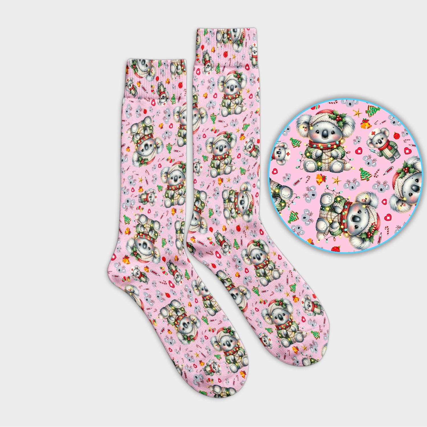 Aussie Koala Socks for Nurse Doctor - Cute Christmas Adult Socks for Men and Women - Breathable Fabrics Medical Uniform