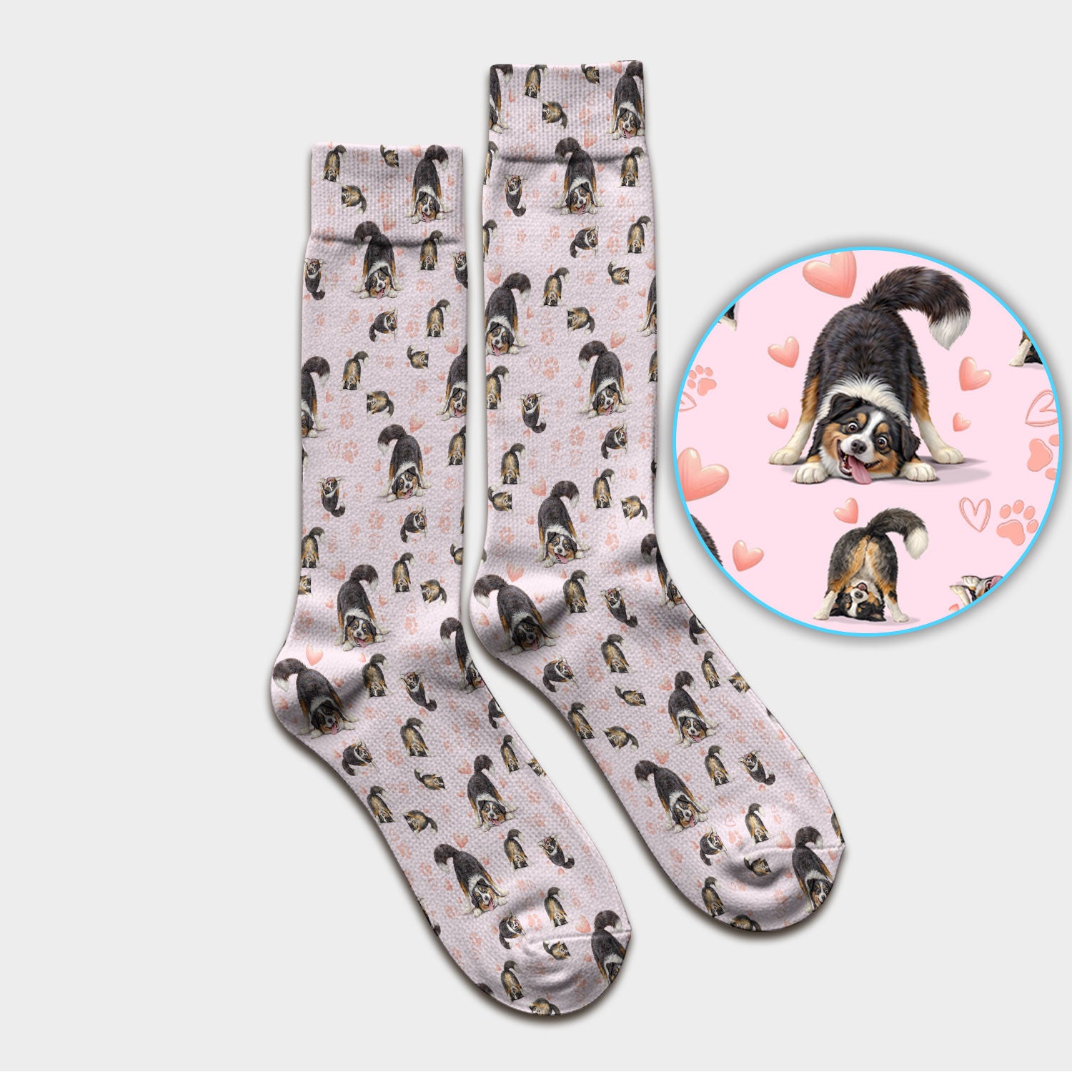 Playful Dog Heart Medical Print Socks, Breathable Fabrics Medical Uniform