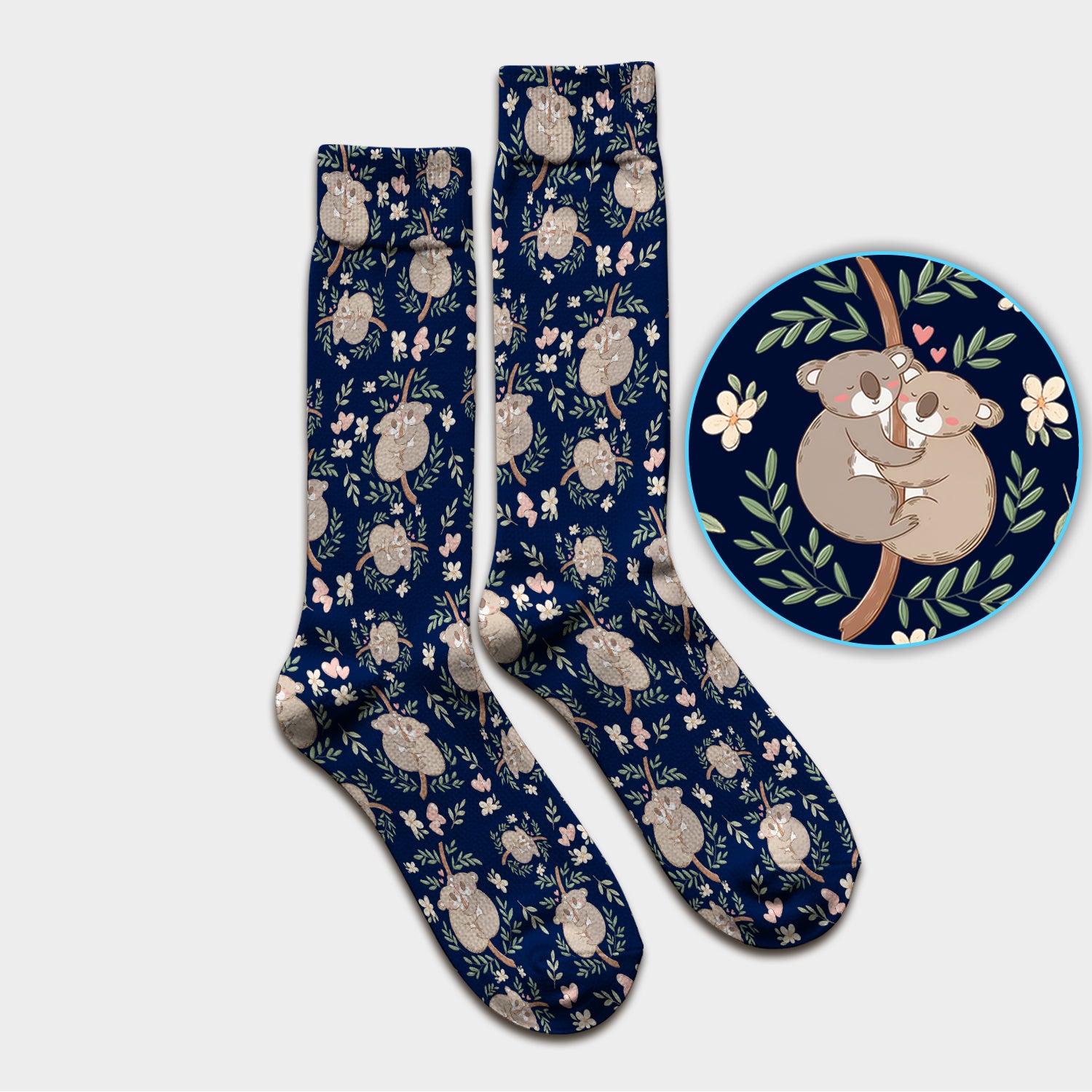 Cute Koala Love Pattern Medical Socks, Adult Socks for Men and Women