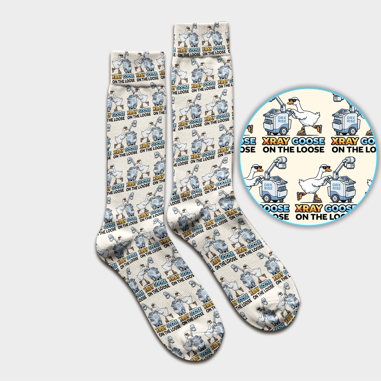 Funny Xray Goose On The Loose Pattern Socks, Breathable Fabrics Medical Uniform