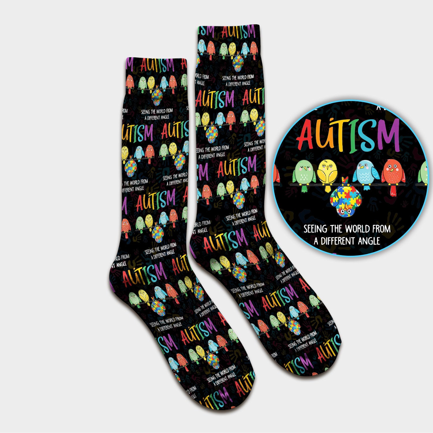 Autism Seeing The World From A Different Angle Birds Socks, Socks for Nurse Doctor