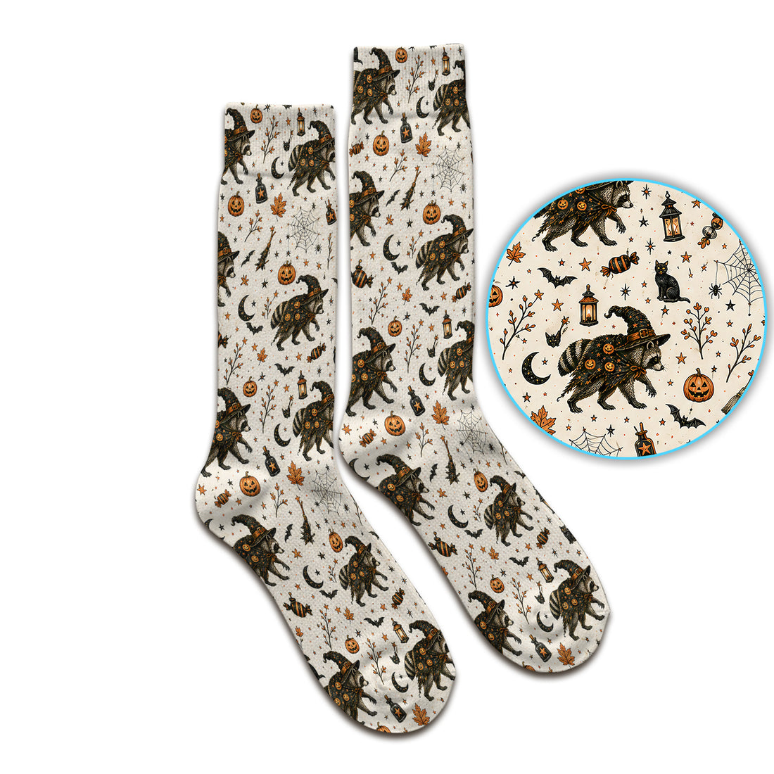 Gruselige Halloween-Waschbär-Hexensocken, Socken für Damen und Herren