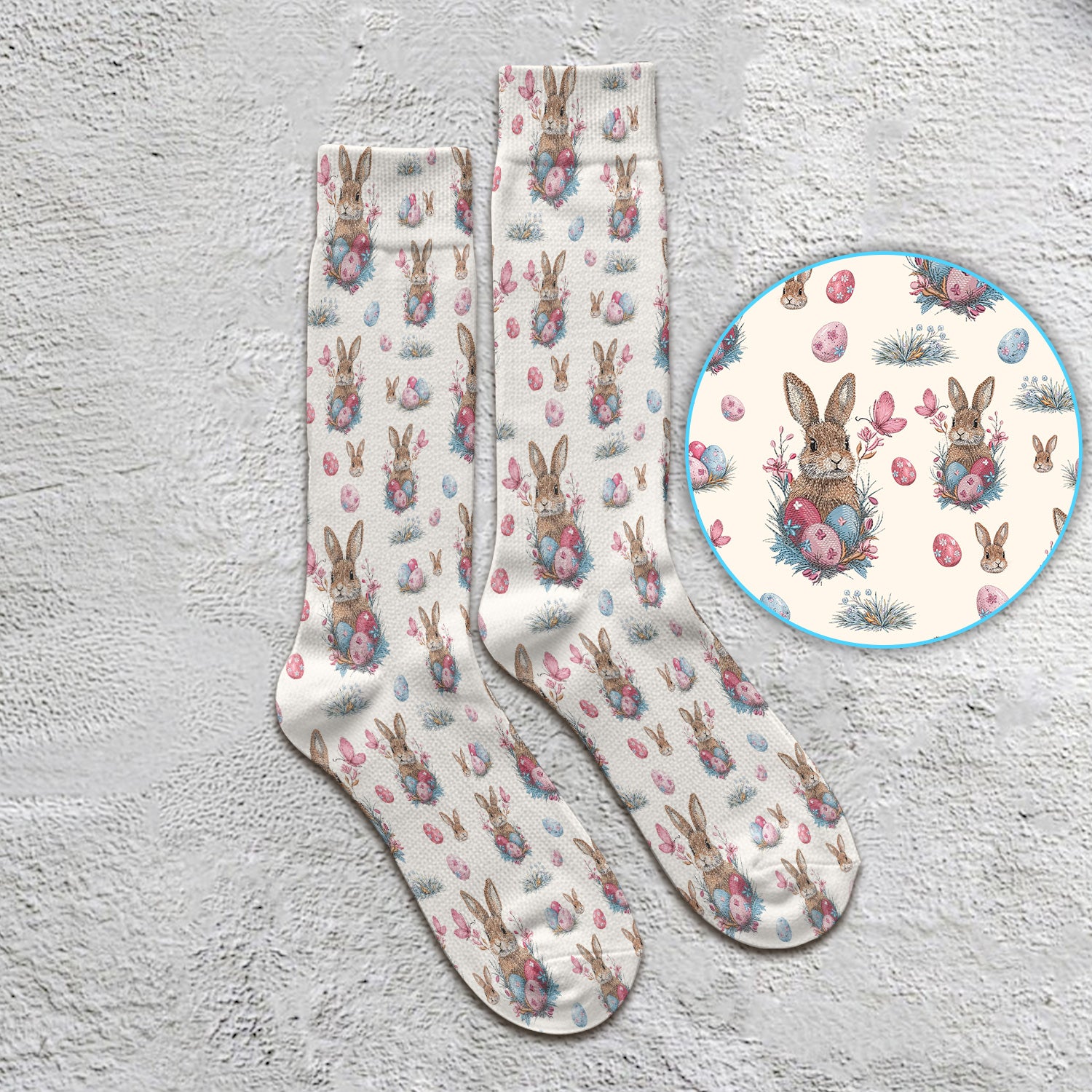 Pastel Easter Bunny Nest Pattern Socks, Socks for Nurse Doctor