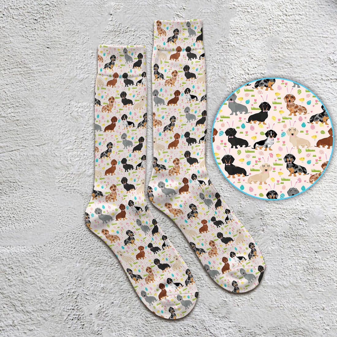 Easter Dachshund Dog Pattern Socks, Socks for Nurse Doctor