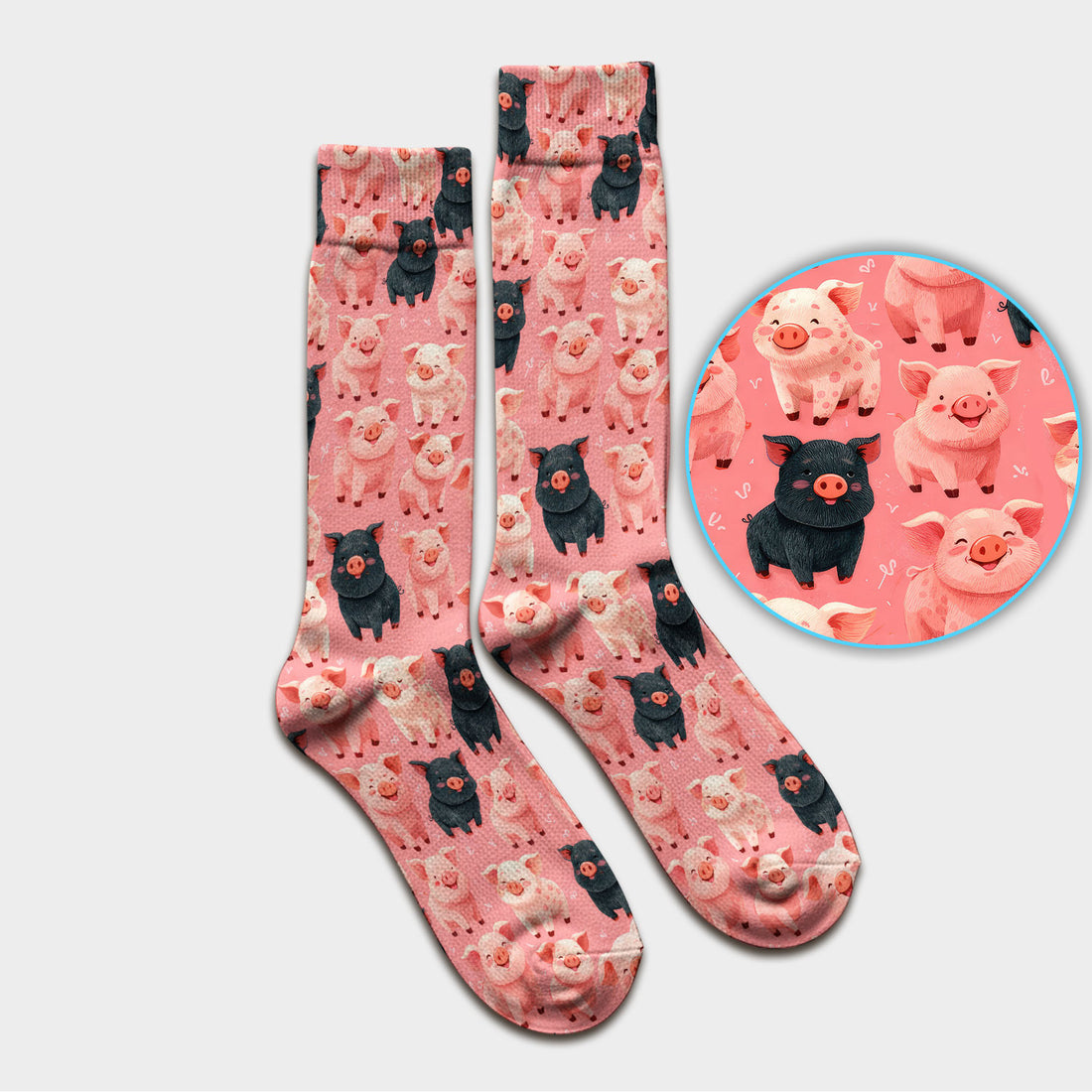 Funny Cartoon Pig Pattern Socks, Cute Nurse Socks