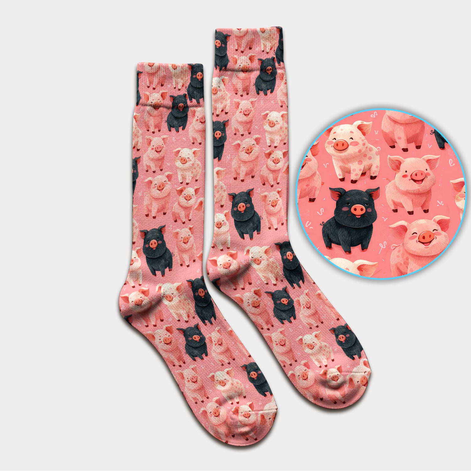 Funny Cartoon Pig Pattern Socks, Cute Nurse Socks