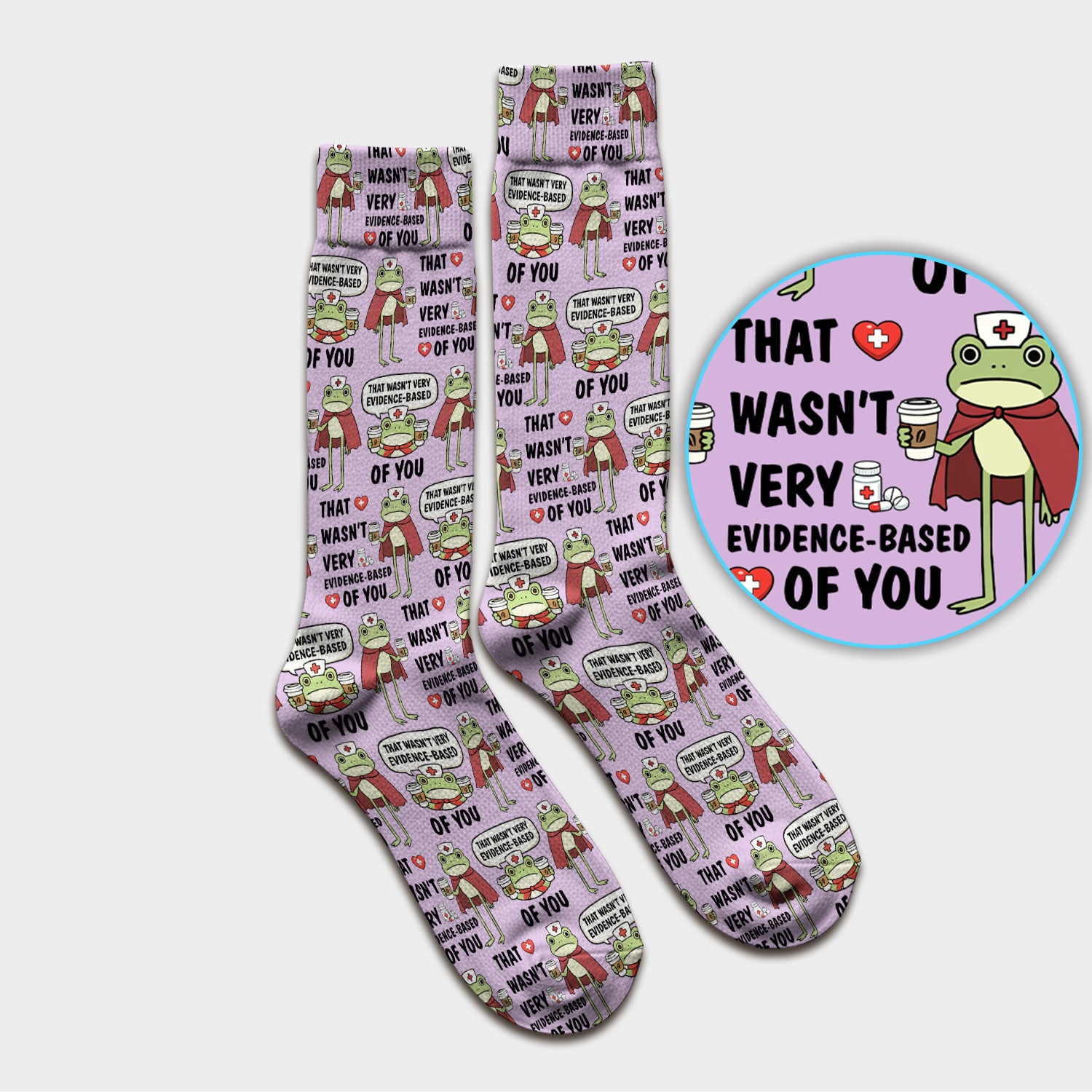 Funny Frog Nurse Quote Medical Pattern, Socks for Nurse Doctor