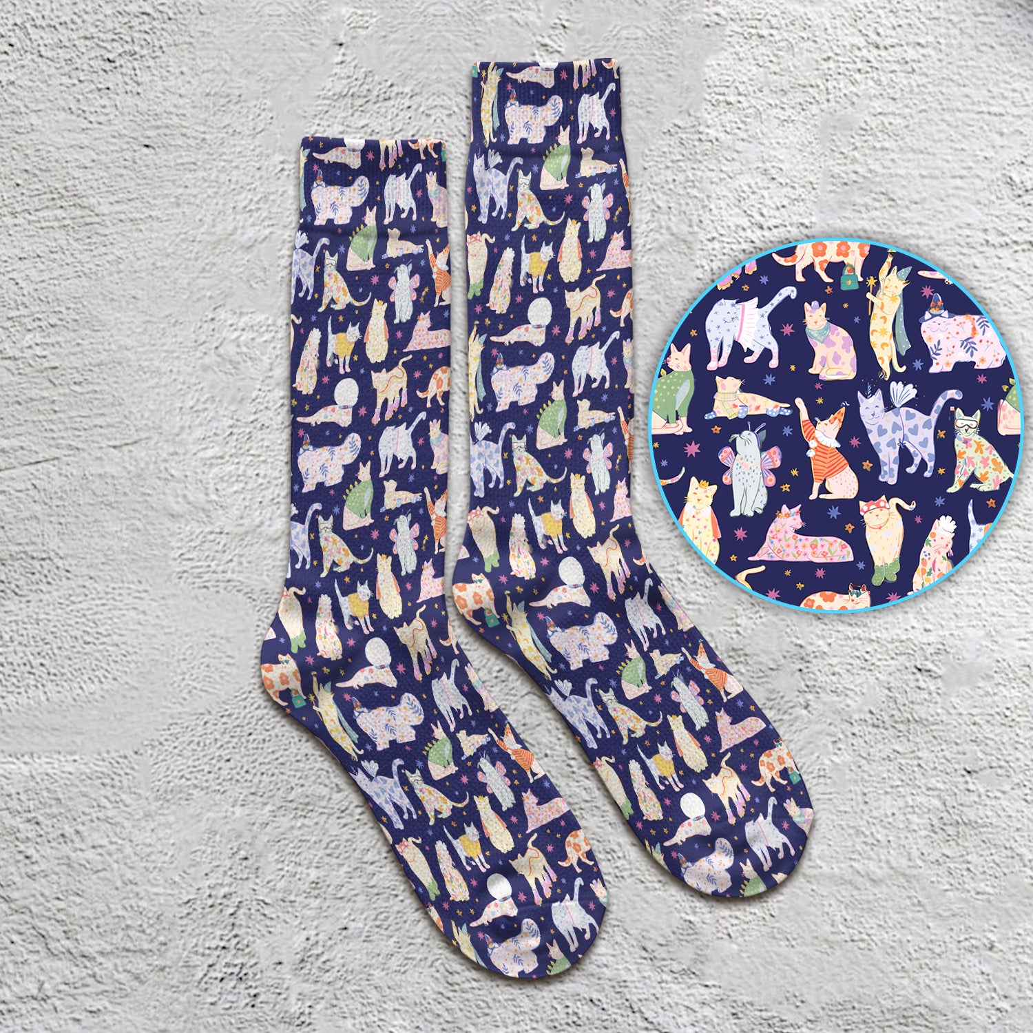 Cute Colorful Cats Pattern Socks, Socks for Nurse Doctor