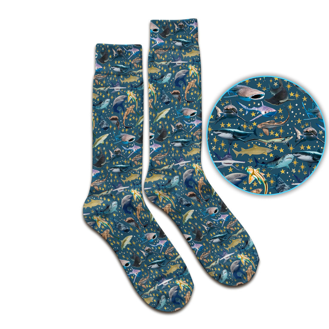 Colorful Shark Ocean Pattern Socks, Socks for Nurse Doctor