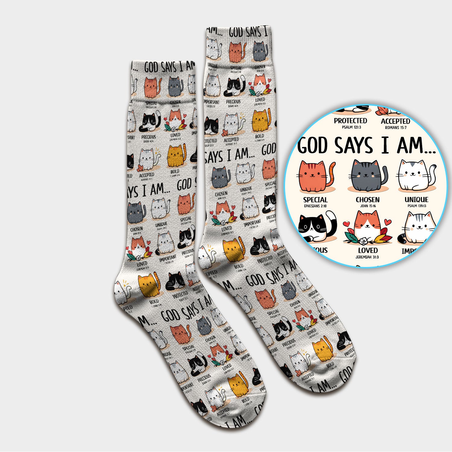 Cute Christian Cat God Says I Am Medical Socks, Breathable Fabrics Medical Uniform