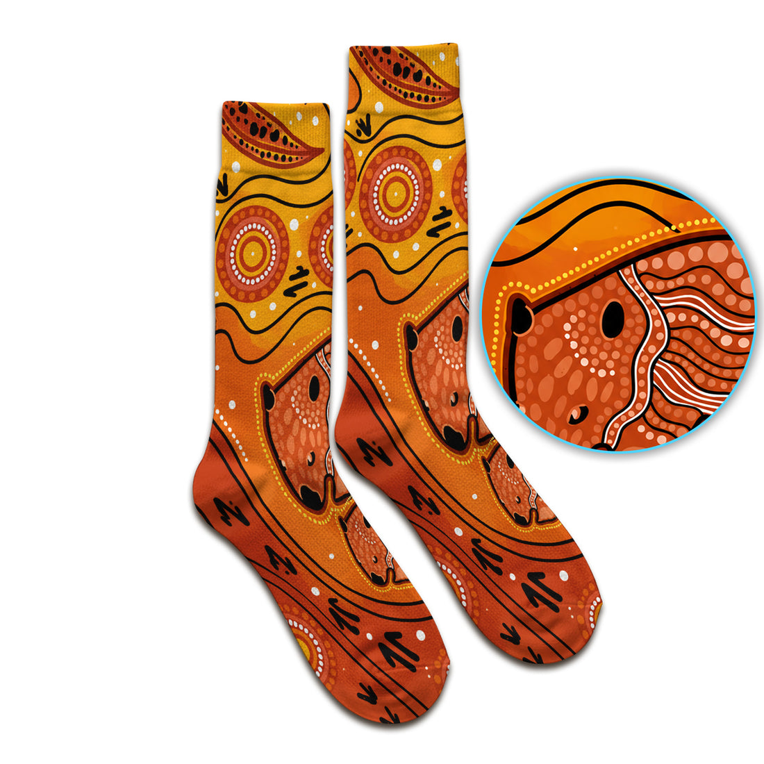 Australian Aboriginal Wombat Family Art Pattern Socks, Adult Socks for Men and Women