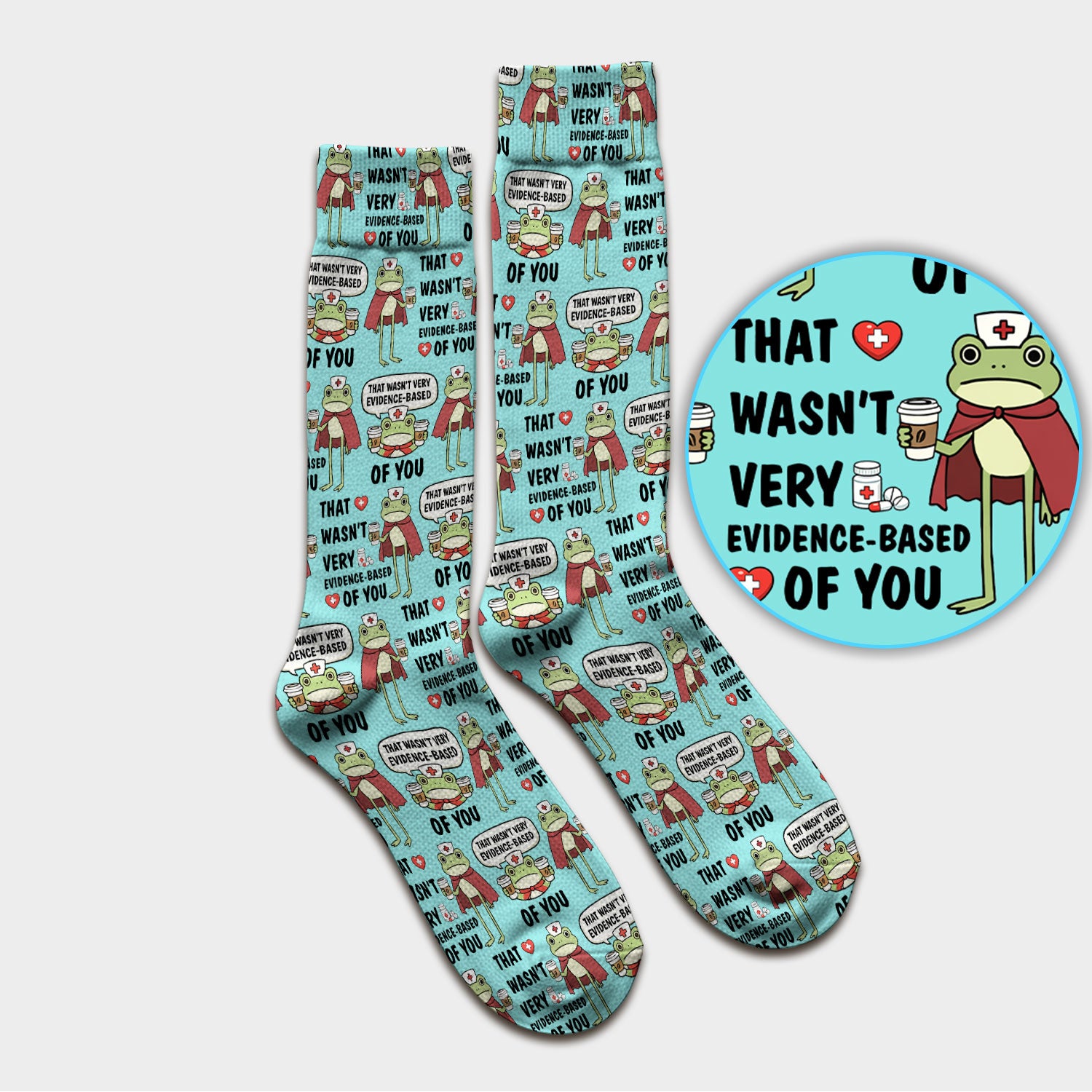 Funny Frog Nurse Quote Medical Pattern, Socks for Nurse Doctor