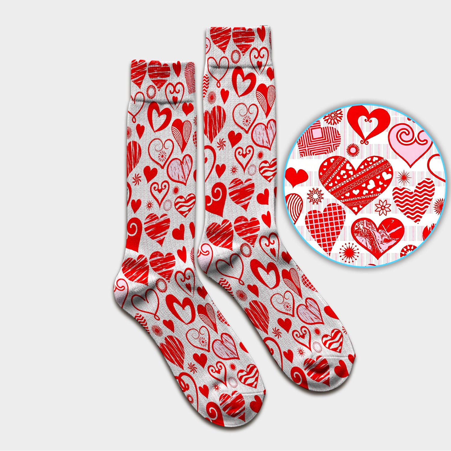 Hearts Scrub Socks For Nursing, Valentine Heart Pattern Nurse Sock, Comfortable Scrubs For Nurses