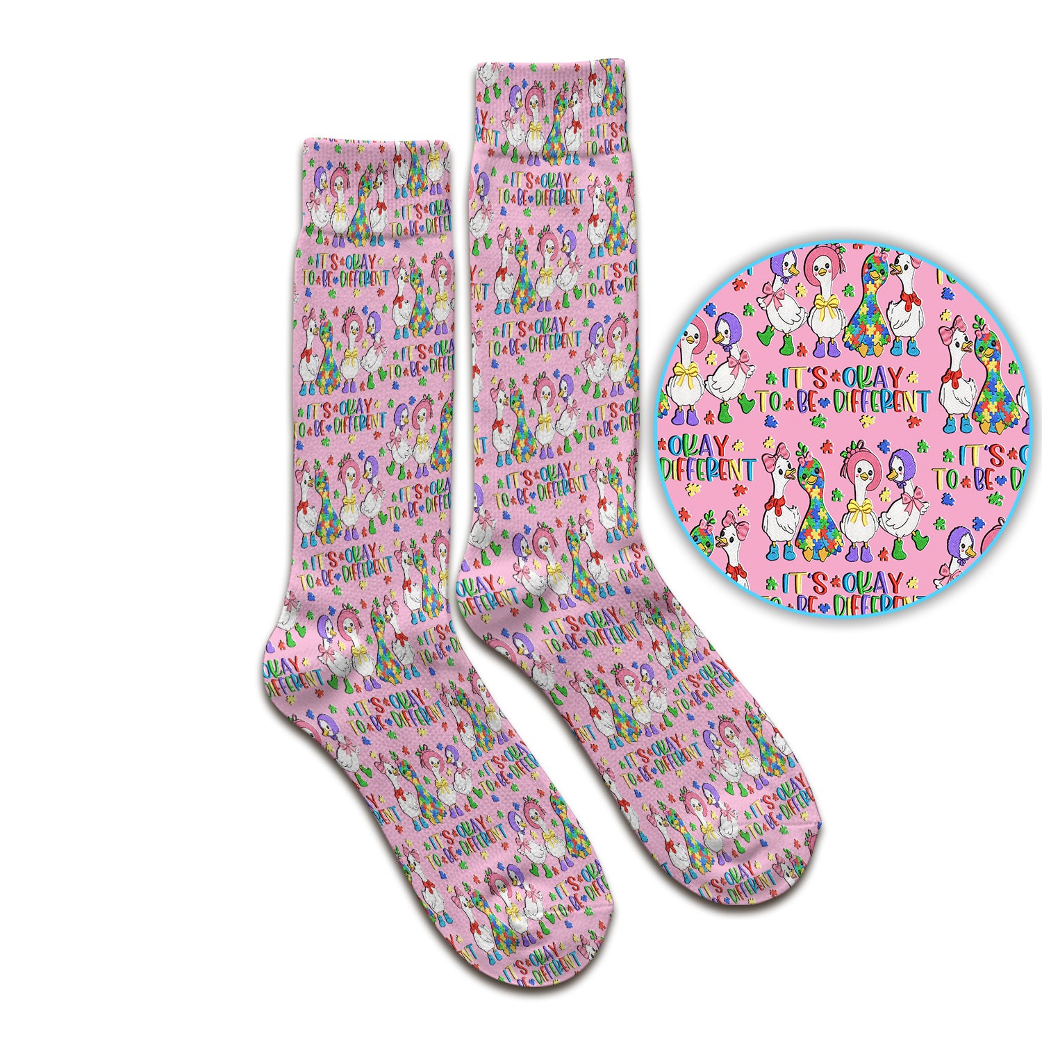 It’s Okay To Be Different Duck Pattern Socks, Adult Socks for Men and Women