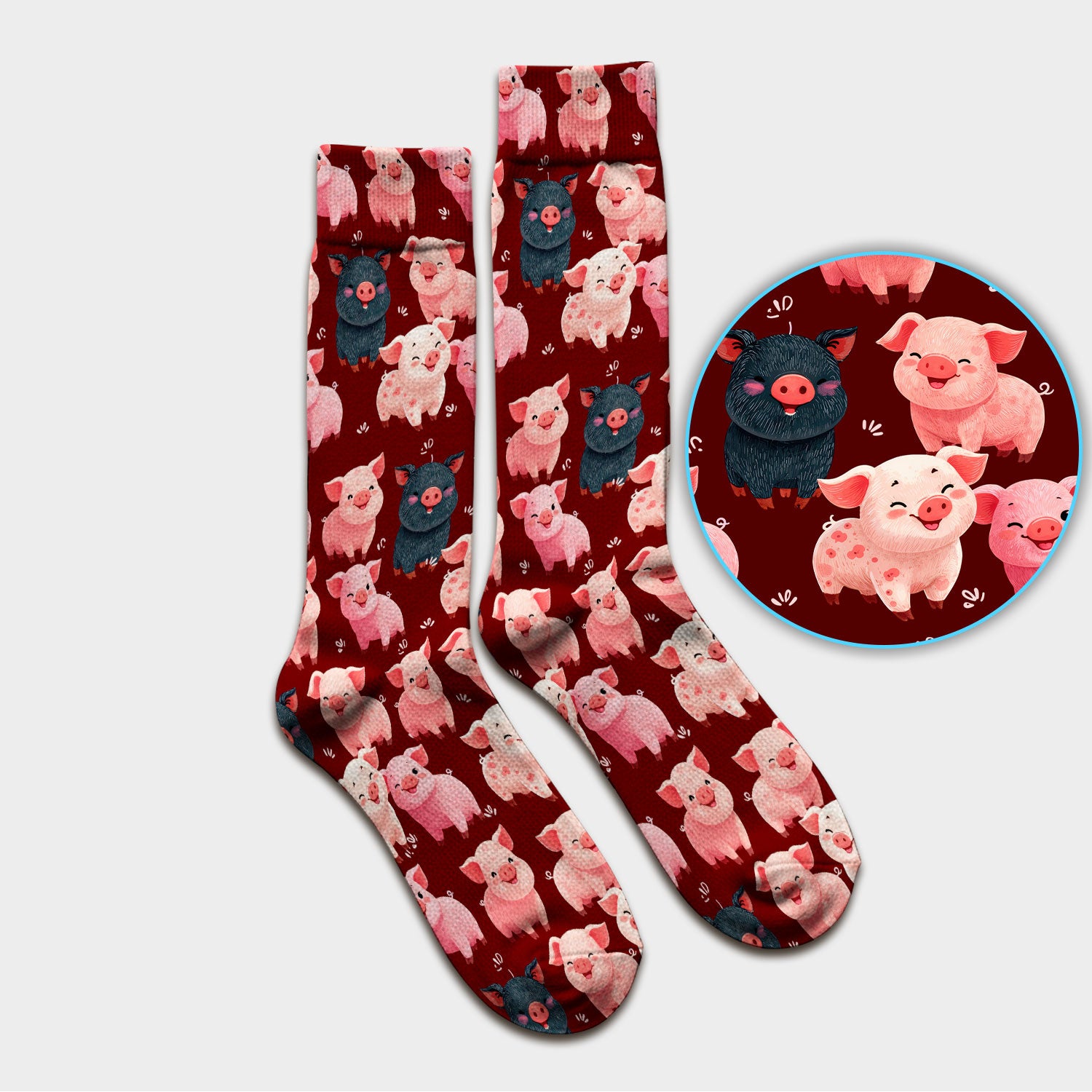 Funny Farm Pig Cartoon Pattern Socks, Breathable Fabrics Medical Uniform