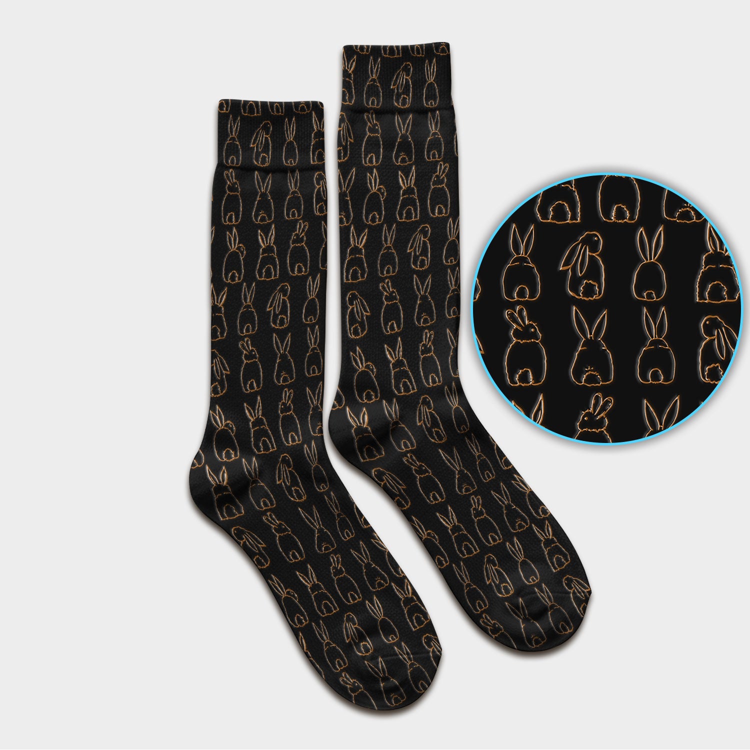 Cartoon Bunny Line Art Pattern Medical Socks, Breathable Fabrics Medical Uniform