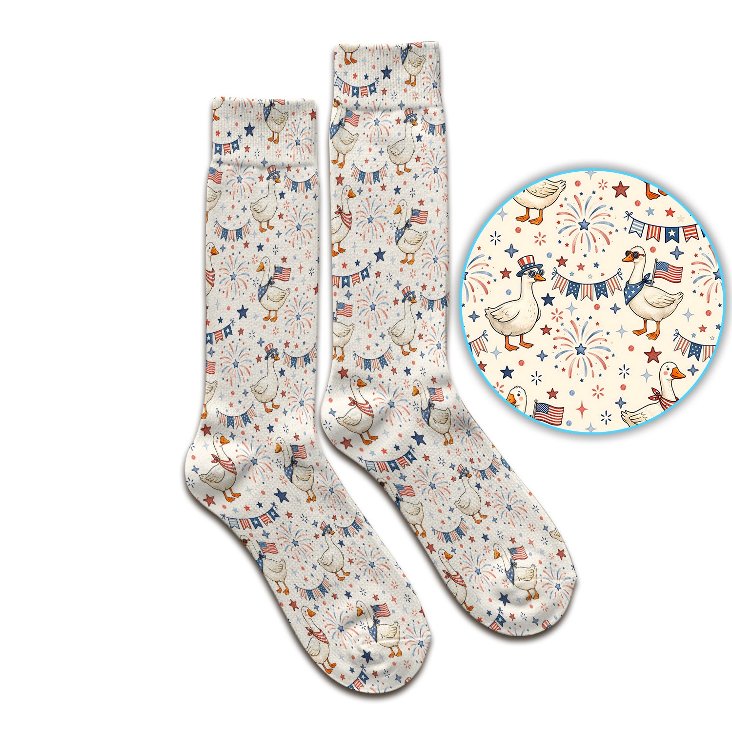 Patriotic Goose Fourth Of July Pattern Socks, Adult Socks for Men and Women