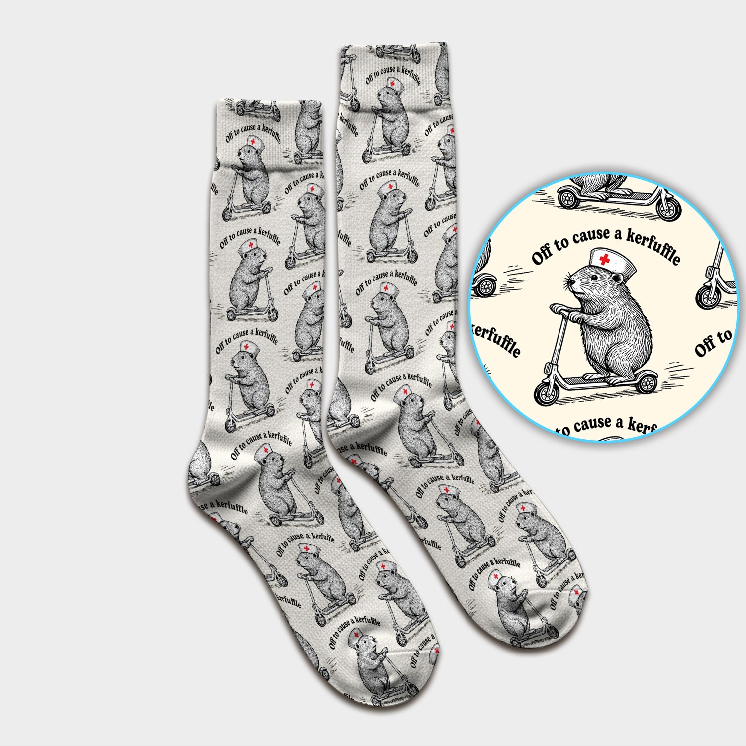 Funny Nurse Mouse Scooter Print Medical Socks, Socks for Nurse Doctor Adults
