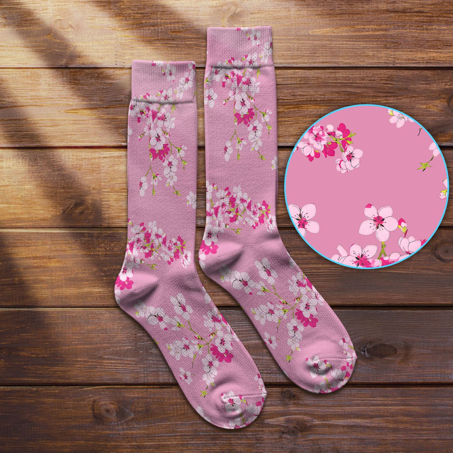 Elegant Cherry Blossom Floral Pattern Socks, Breathable Fabrics Medical Uniform