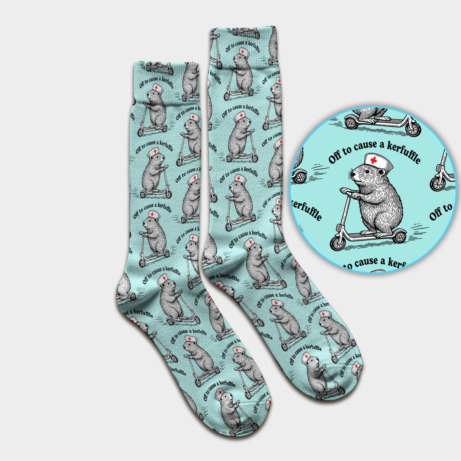 Funny Nurse Mouse Scooter Print Medical Socks, Socks for Nurse Doctor Adults