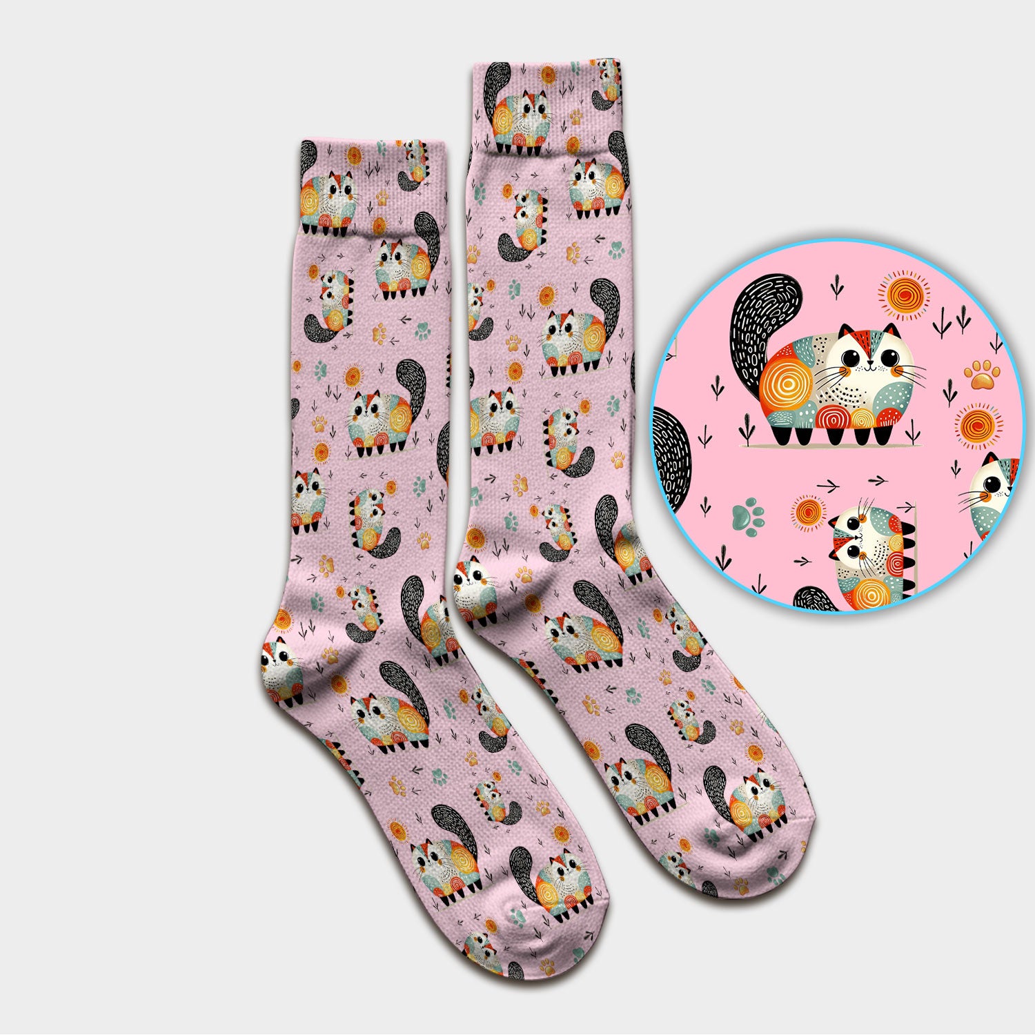 Playful Cat Illustration Medical Socks, Socks for Nurse Doctor
