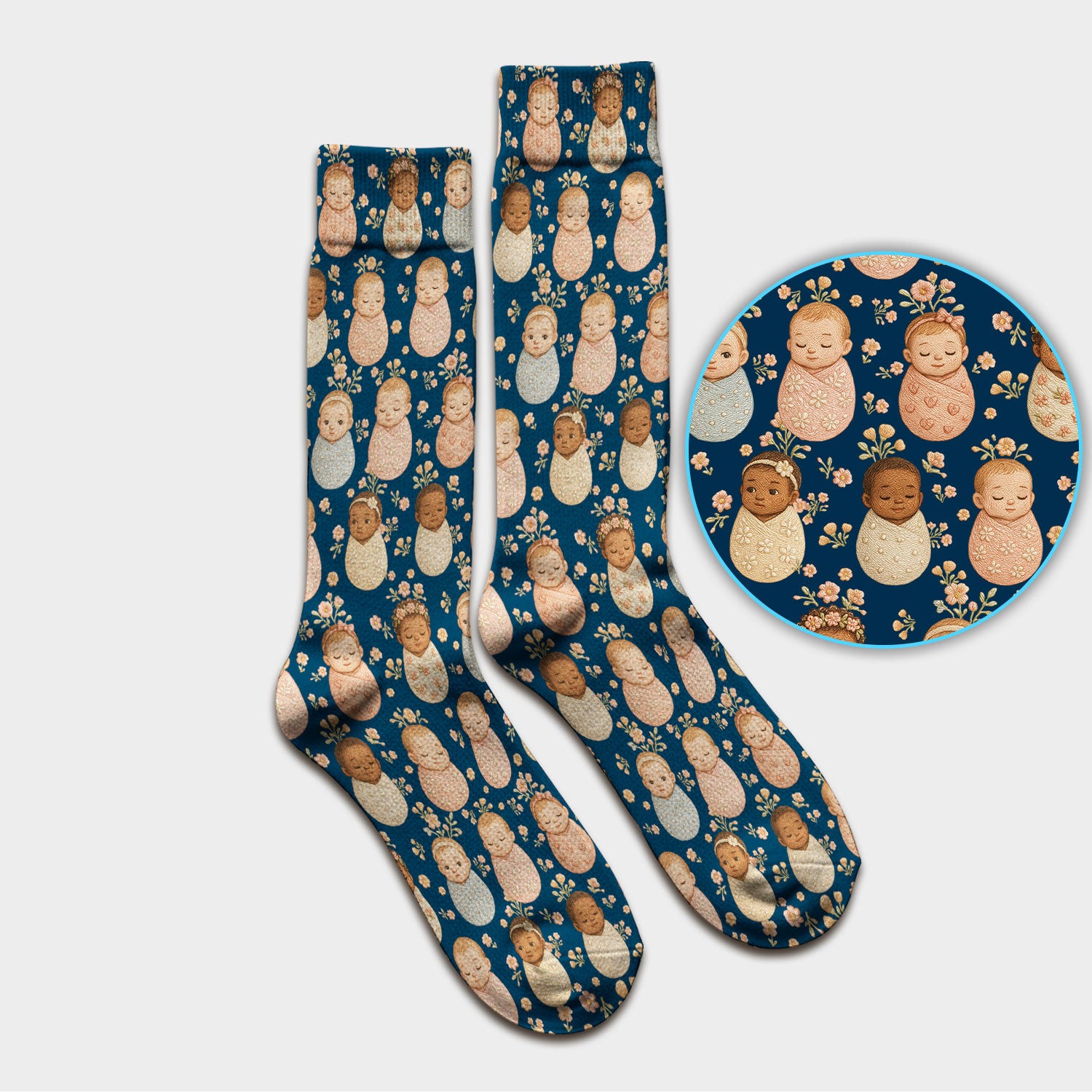 Sweet Newborn Baby Floral Print Medical Socks, Breathable Fabrics Medical Uniform