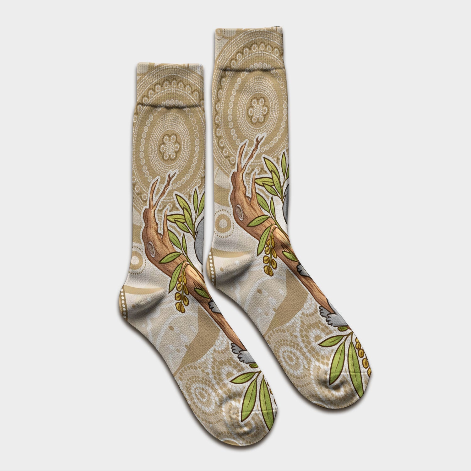 Australian Indigenous Inspired Dot Art Scrub Socks, Cute Koala Pattern Nurse Sock, Comfortable Scrubs For Nursing