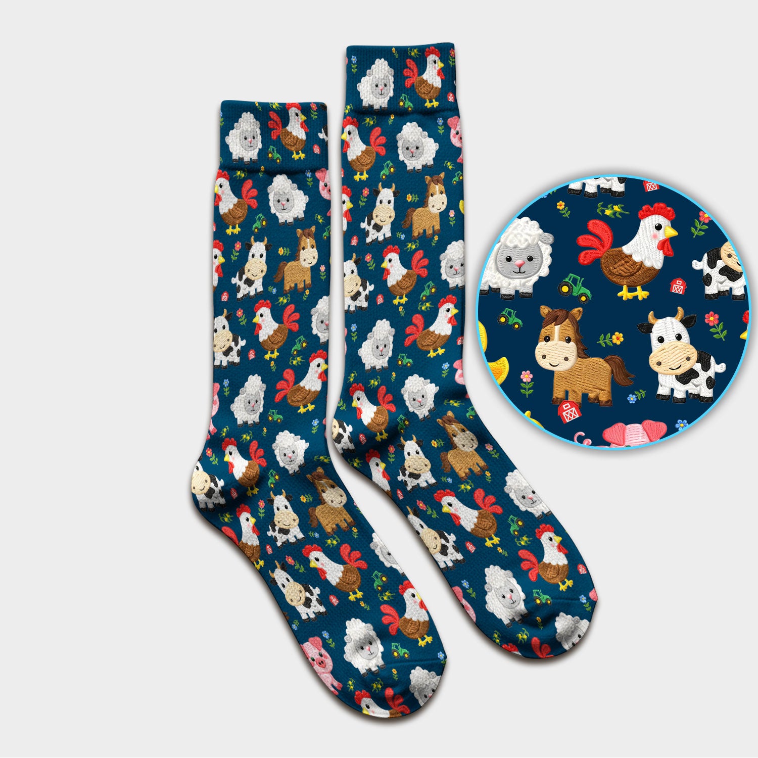 Cartoon Farm Animal Pattern Socks, Breathable Fabrics Medical Uniform