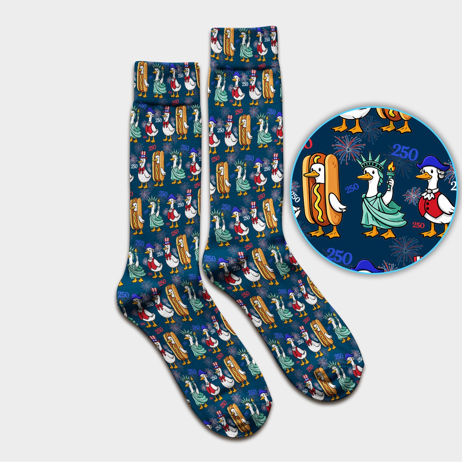 Patriotic Duck Independence Day Pattern Socks, Adult Socks for Men and Women