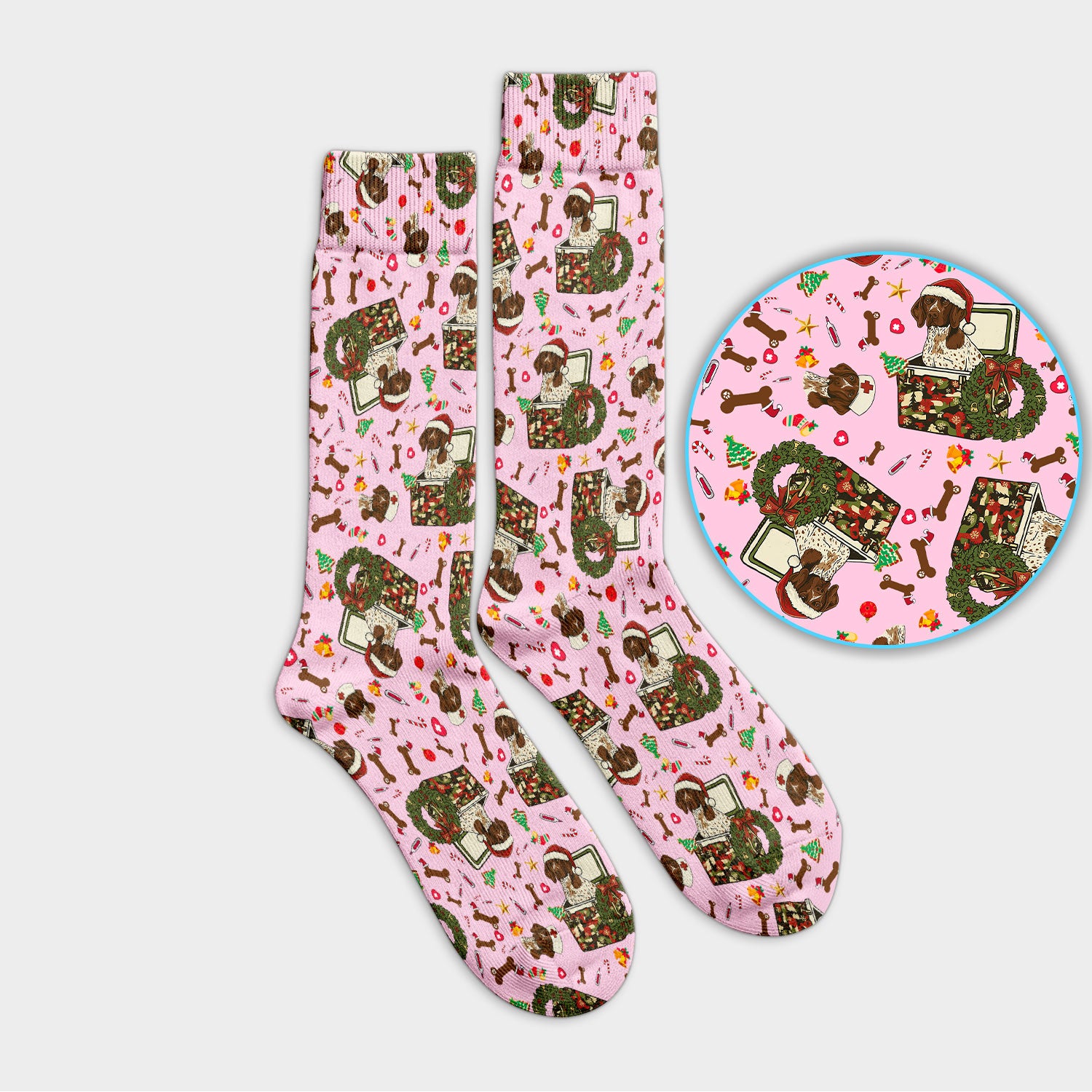 Christmas Dachshund Socks for Nurse Doctor - Funny Puppy Adult Socks for Men and Women