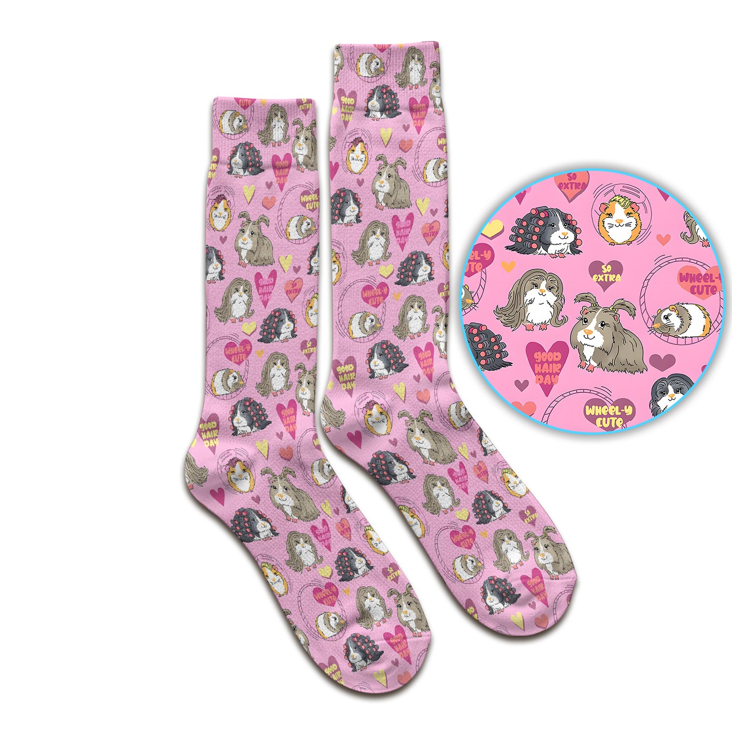 Cute Guinea Pig Heart Pattern Socks, Adult Socks for Men and Women