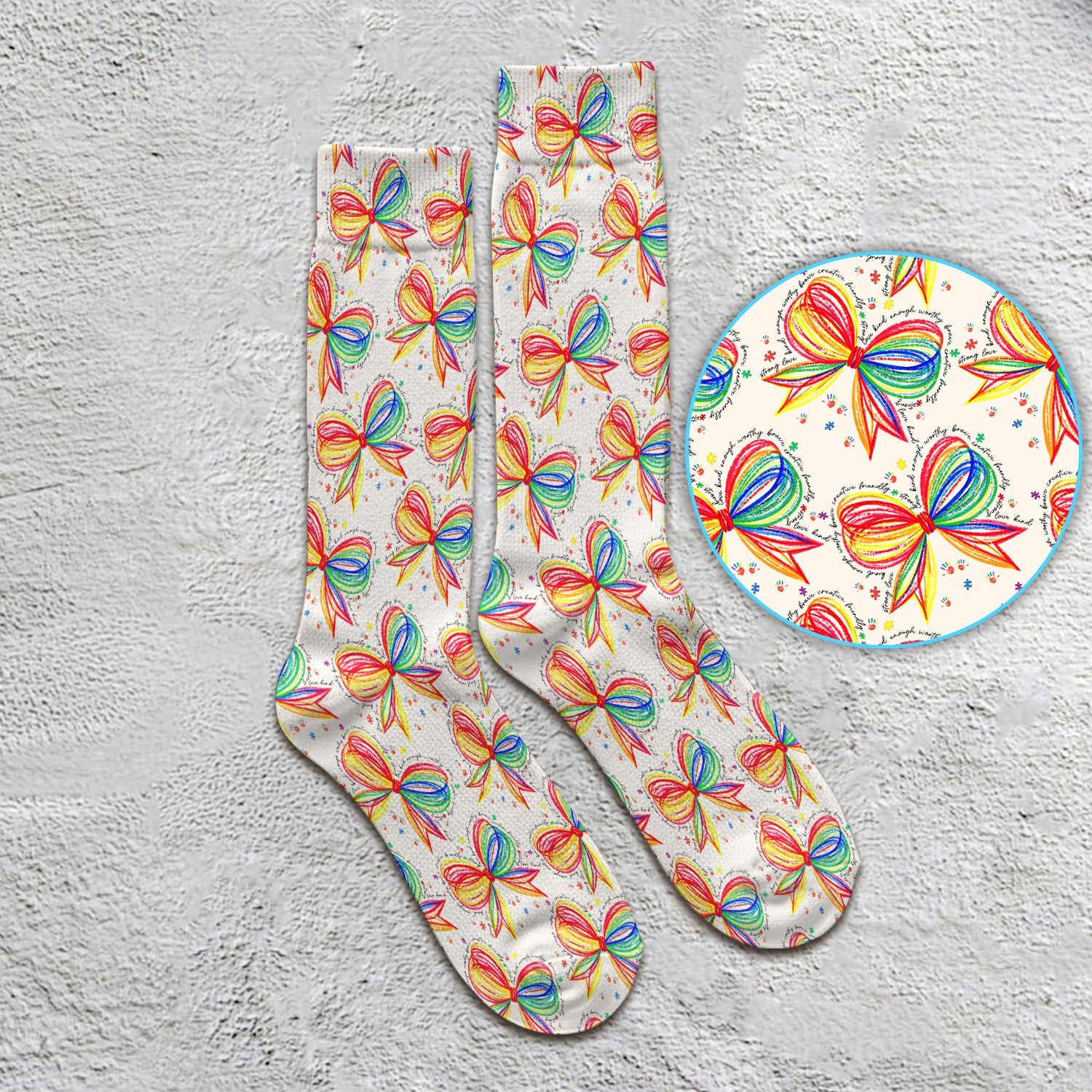 Colorful Rainbow Bow Pattern Sock, Socks for Nurse Doctor