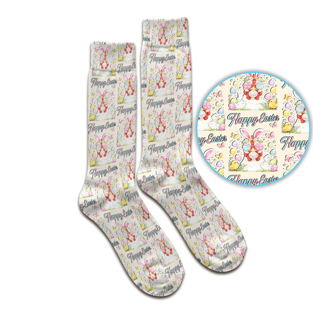 Happy Easter Bunny Eggs Pattern Socks, Breathable Fabrics Medical Uniform
