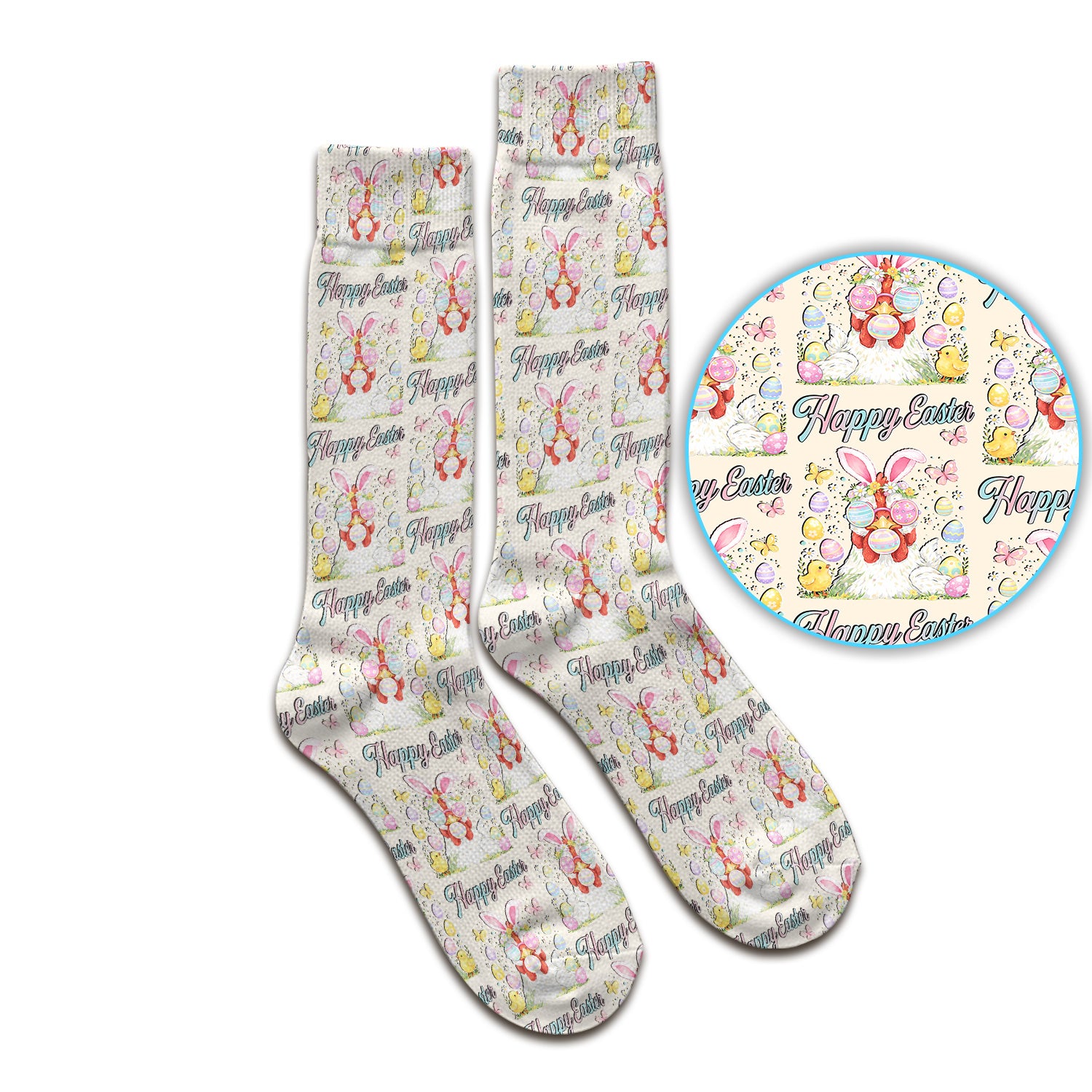 Happy Easter Bunny Eggs Pattern Socks, Breathable Fabrics Medical Uniform